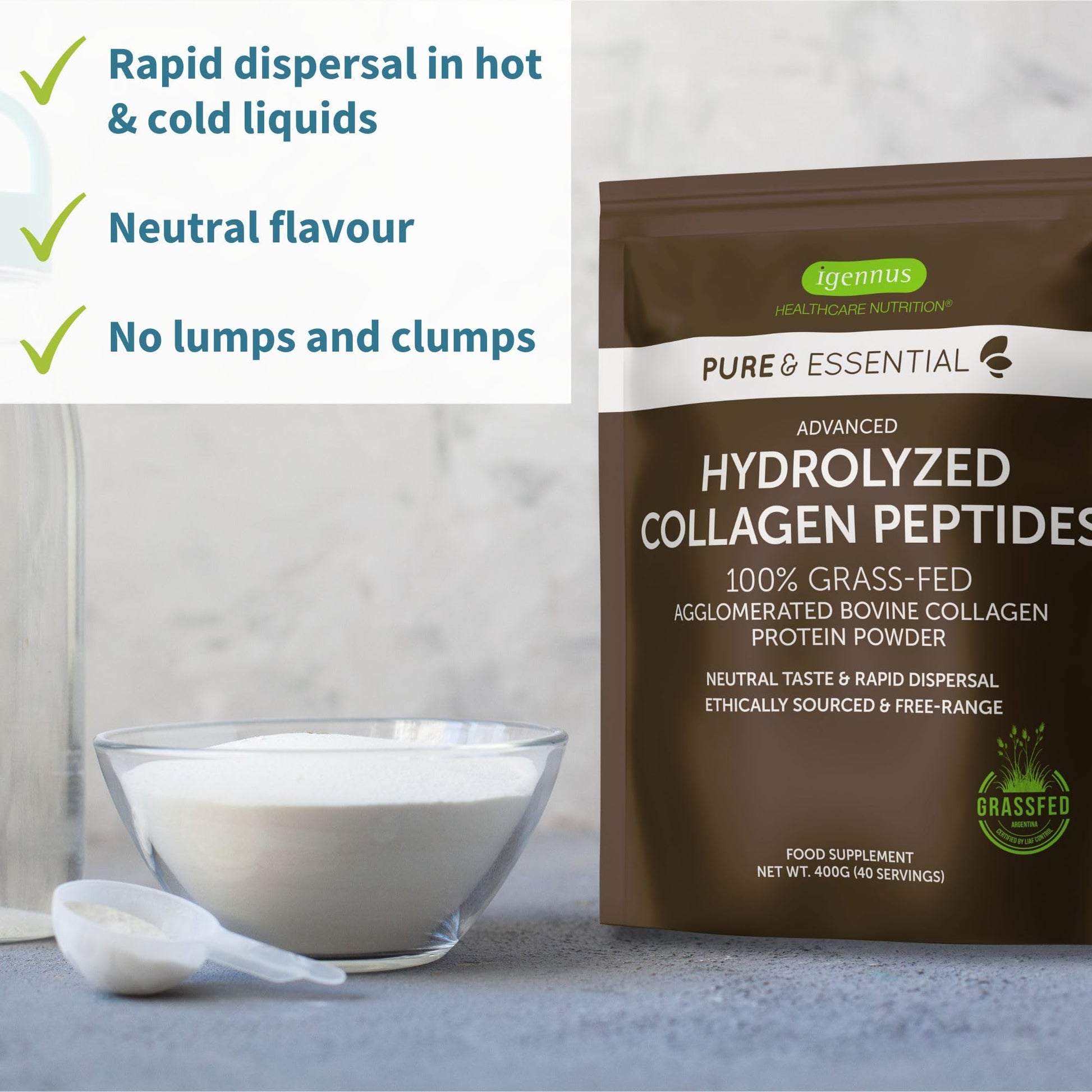 Advanced Hydrolysed Collagen Peptides, 100% Grass Fed & Ethically Sourced Igennus Healthcare Nutrition