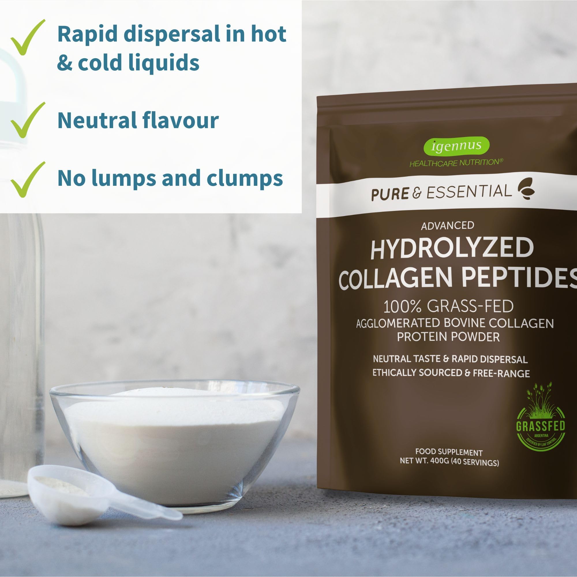 Advanced Hydrolysed Collagen Peptides, 100% Grass Fed & Ethically Sourced Igennus Healthcare Nutrition