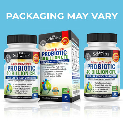 Daily Probiotic Supplement with 40 Billion CFU - Gut Health Complex with Astragalus BioSchwartz