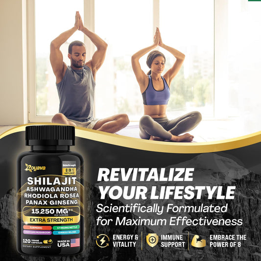 Zoyava Shilajit 9000MG Radiant Health Blend Ashwagandha 2000MG Rhodiola Rosea Zoyava