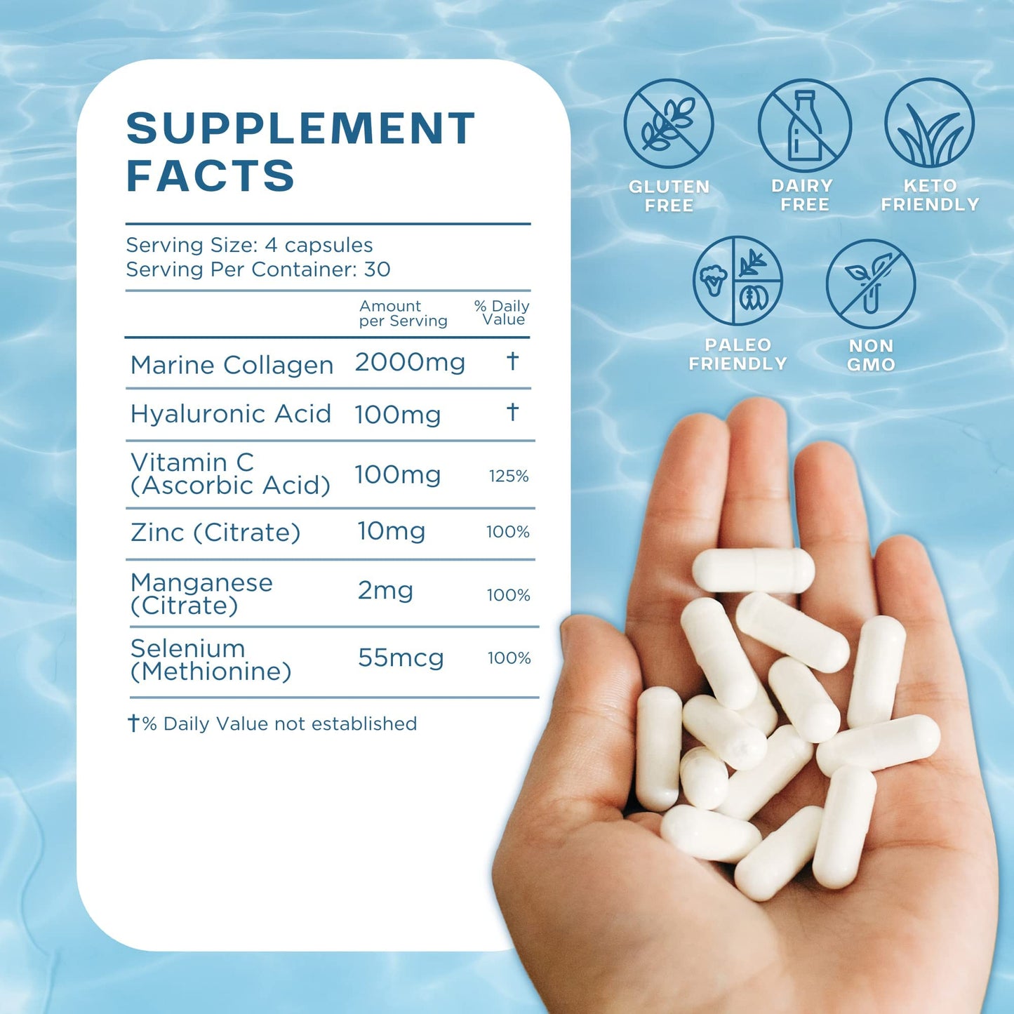 CORREXIKO Marine Collagen Pills, High Strength 2200mg Anti-Ageing Tablets