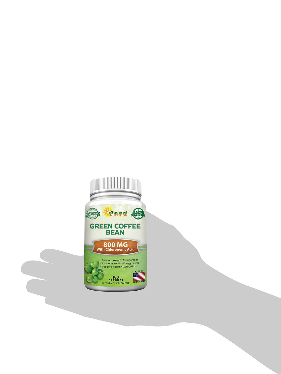 aSquared Nutrition Natural Green Coffee Bean Formula-180 Capsules-Max Strength GCA 