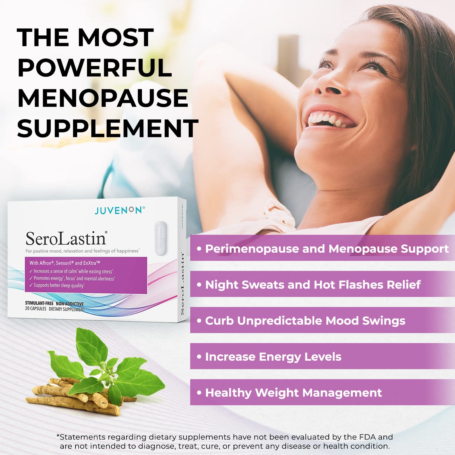 Juvenon Menopause Supplements for Women Mood Support, Hot Flashes Relief, Peri Juvenon