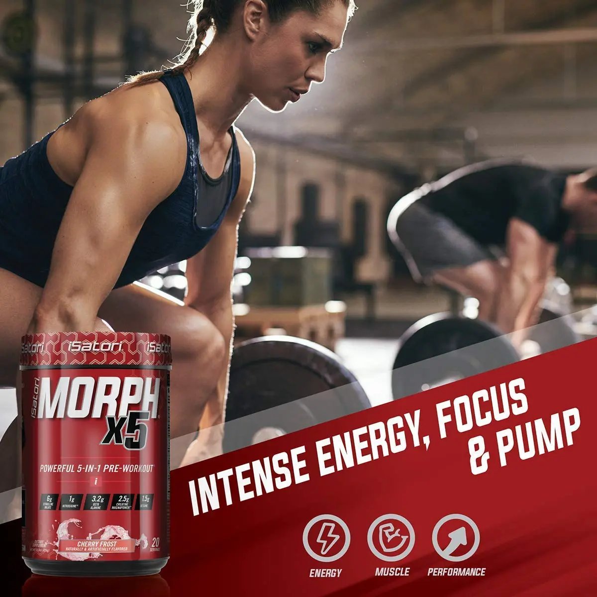 iSatori Morph Xtreme Intense Pre Workout - Bombsicle (20 Servings) Classic Blender Bottle (Clear Bottle with Red Top)