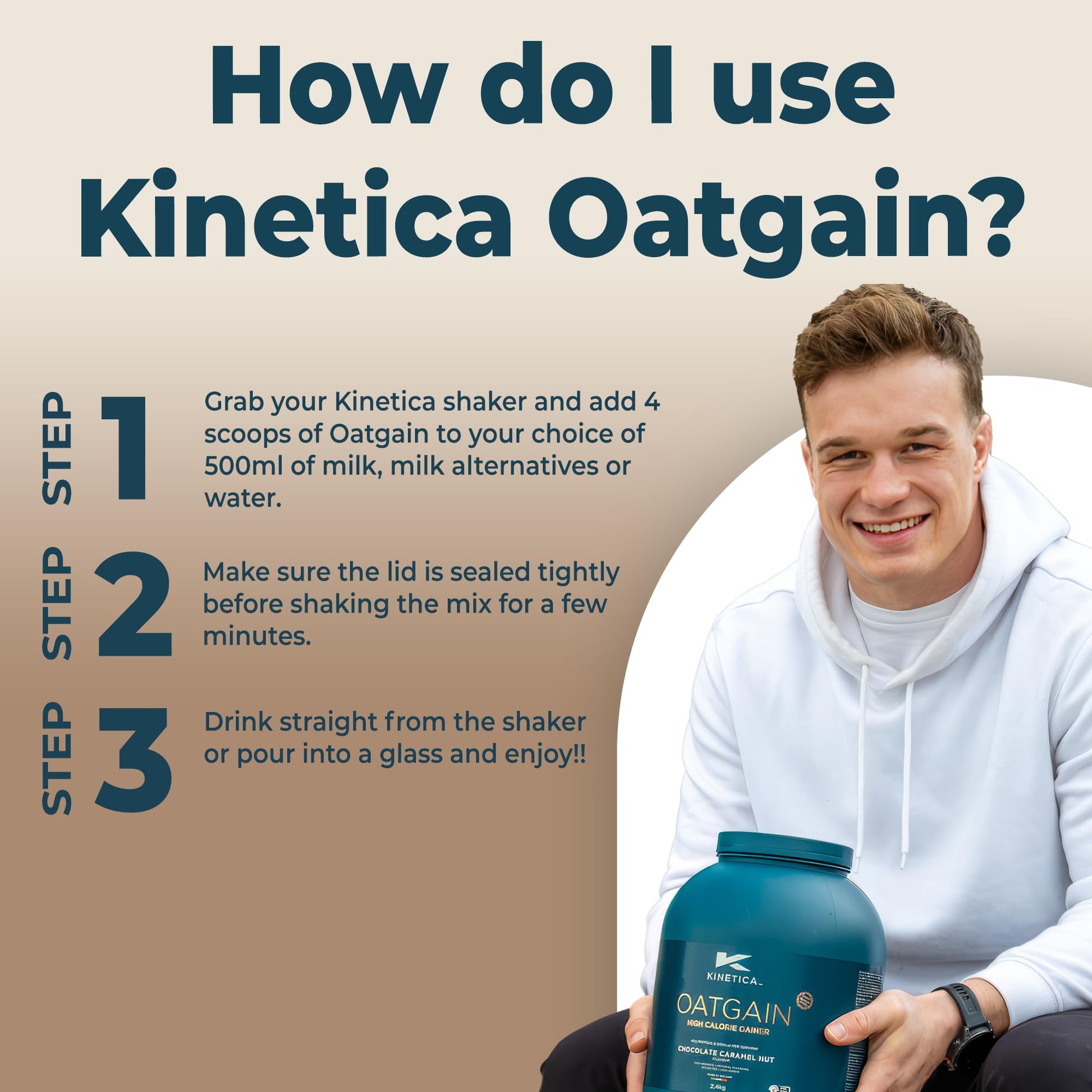 Kinetica OatGain Weight Gainer 600+ Calories & 47g Protein per Serving, 2.4 kg Kinetica