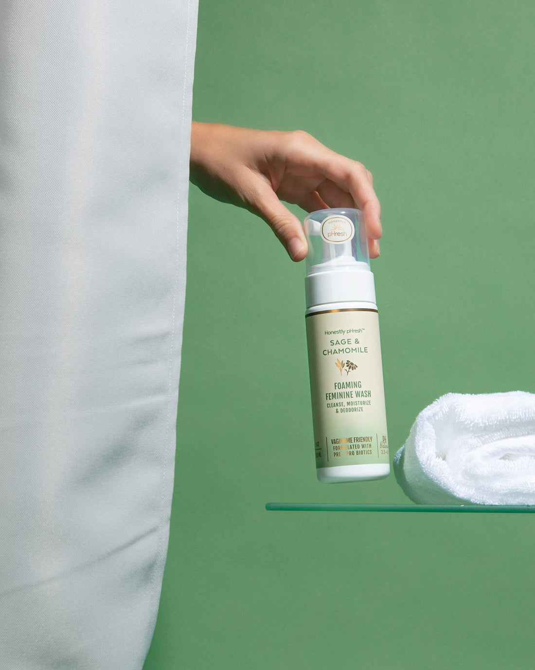 Honestly pHresh Natural Prebiotic & Probiotic Foaming Feminine Wash, pH Balanced with Essential Minerals