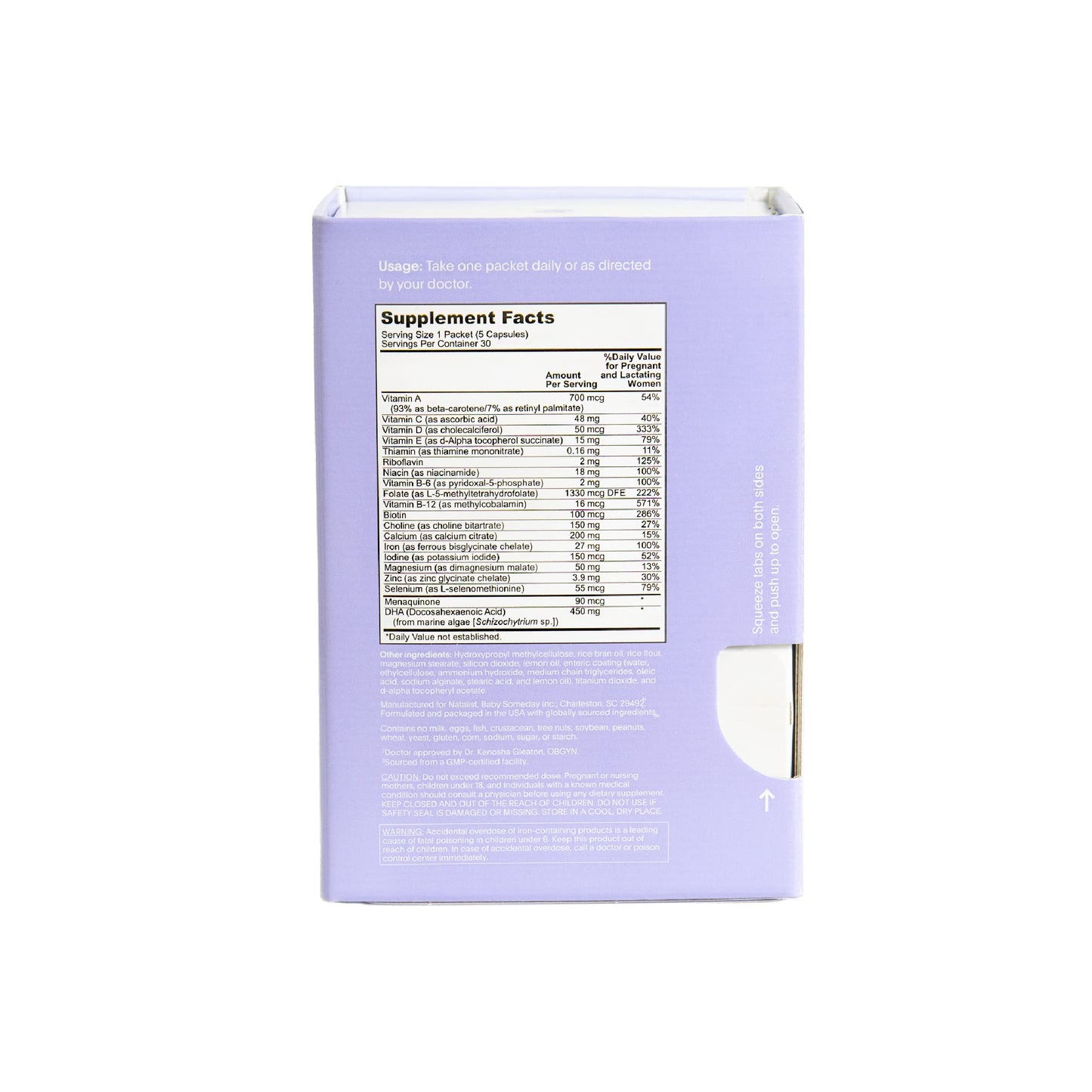 NATALIST Daily Prenatal Packs Daily Preconception & Pregnancy Formula Women's