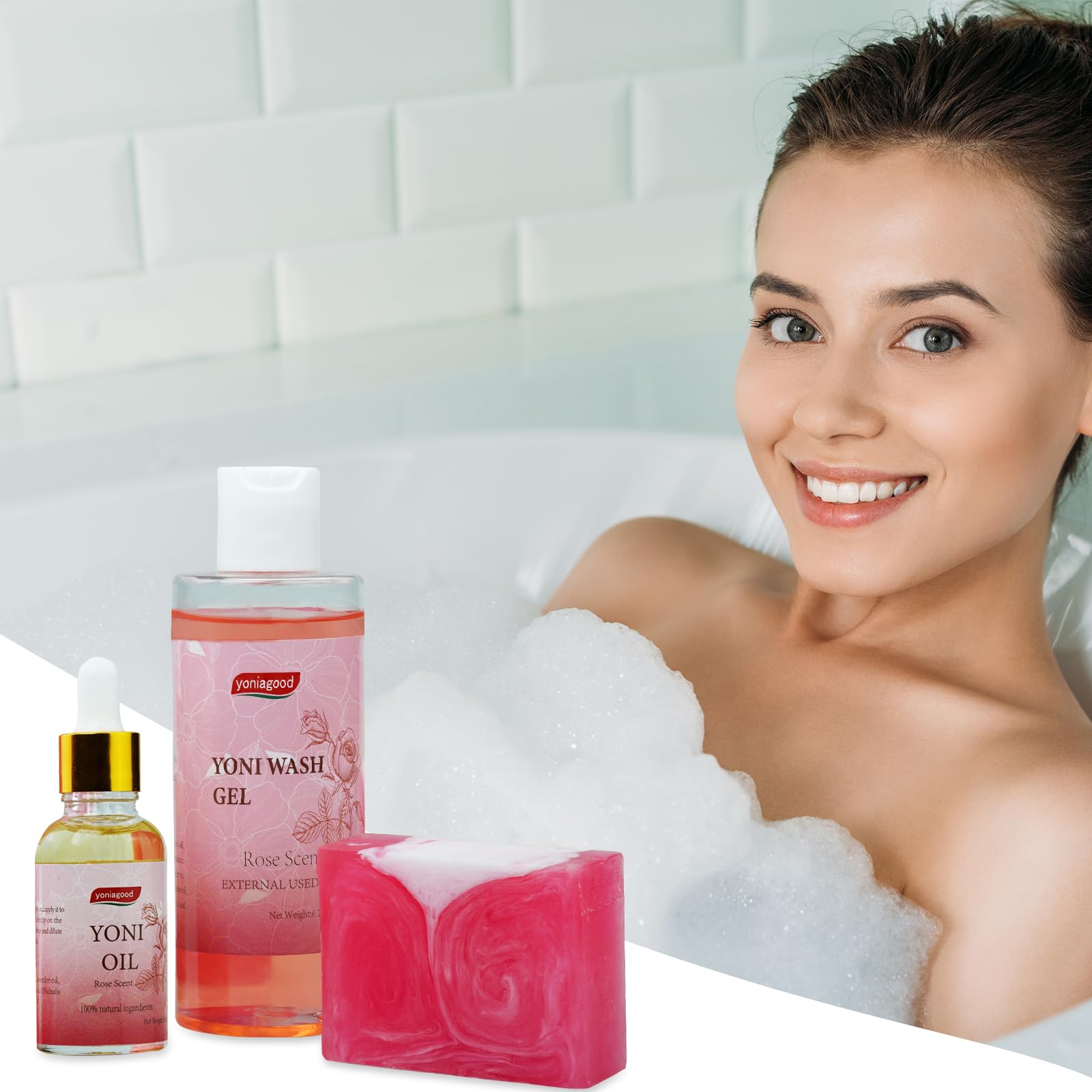 4 pack Yoni Wash Yoni Essential Oil Soap for Women Set, 2 * 30ml Feminine Oil, 6.7 fl.oz Feminine Wash yoniagood