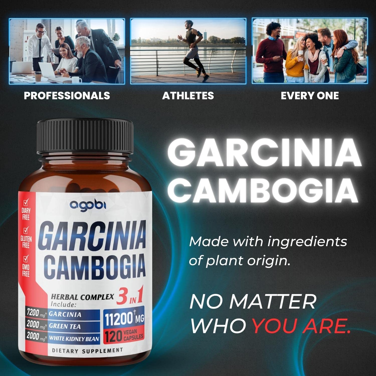 agobi 3in1 Garcinia Cambogia Extract Capsules - 11200mg Herbal Supplement for Body Health agobi
