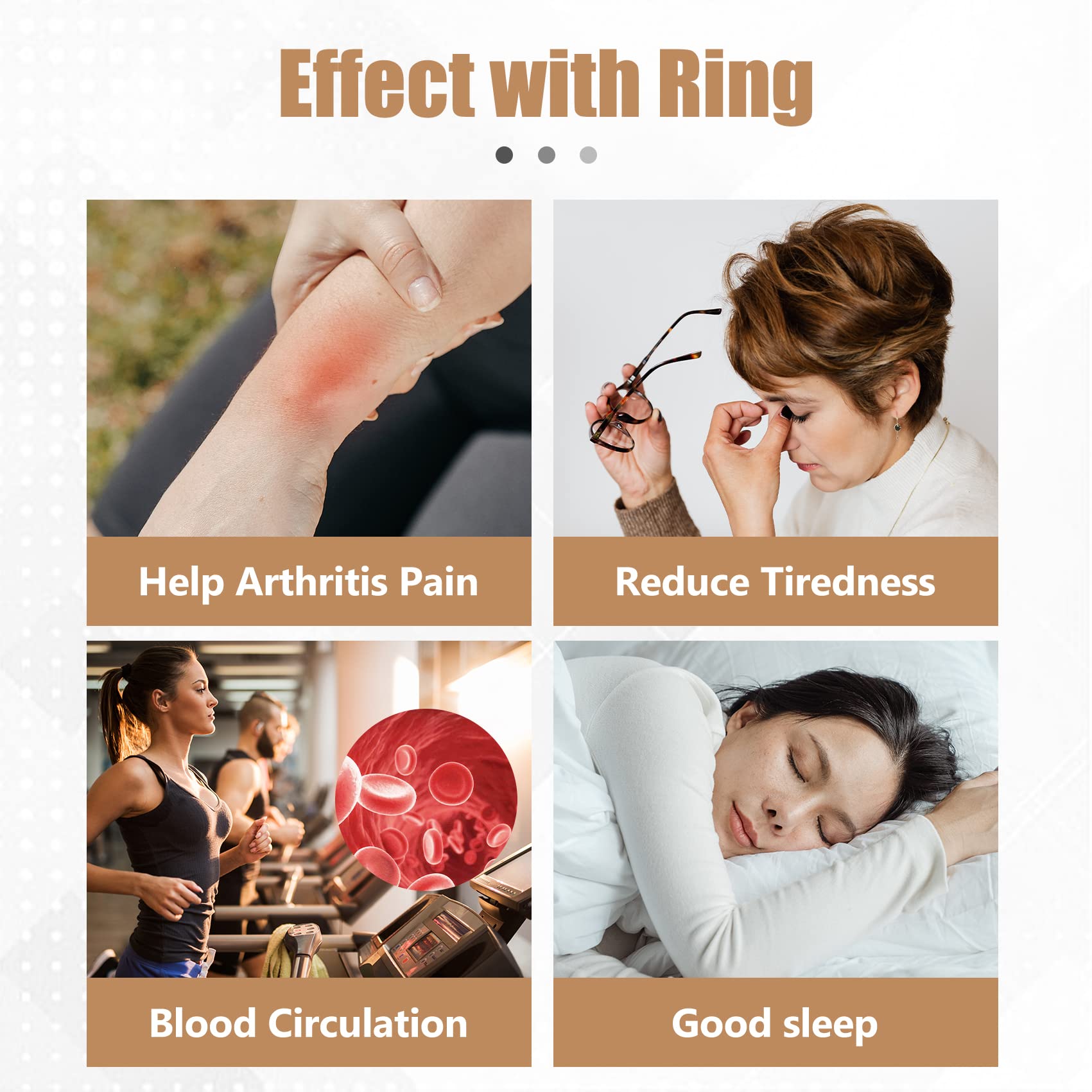 Jecanori Copper Rings for Women,Magnetic Ring Adjustable Love Heart Copper Rings Jecanori