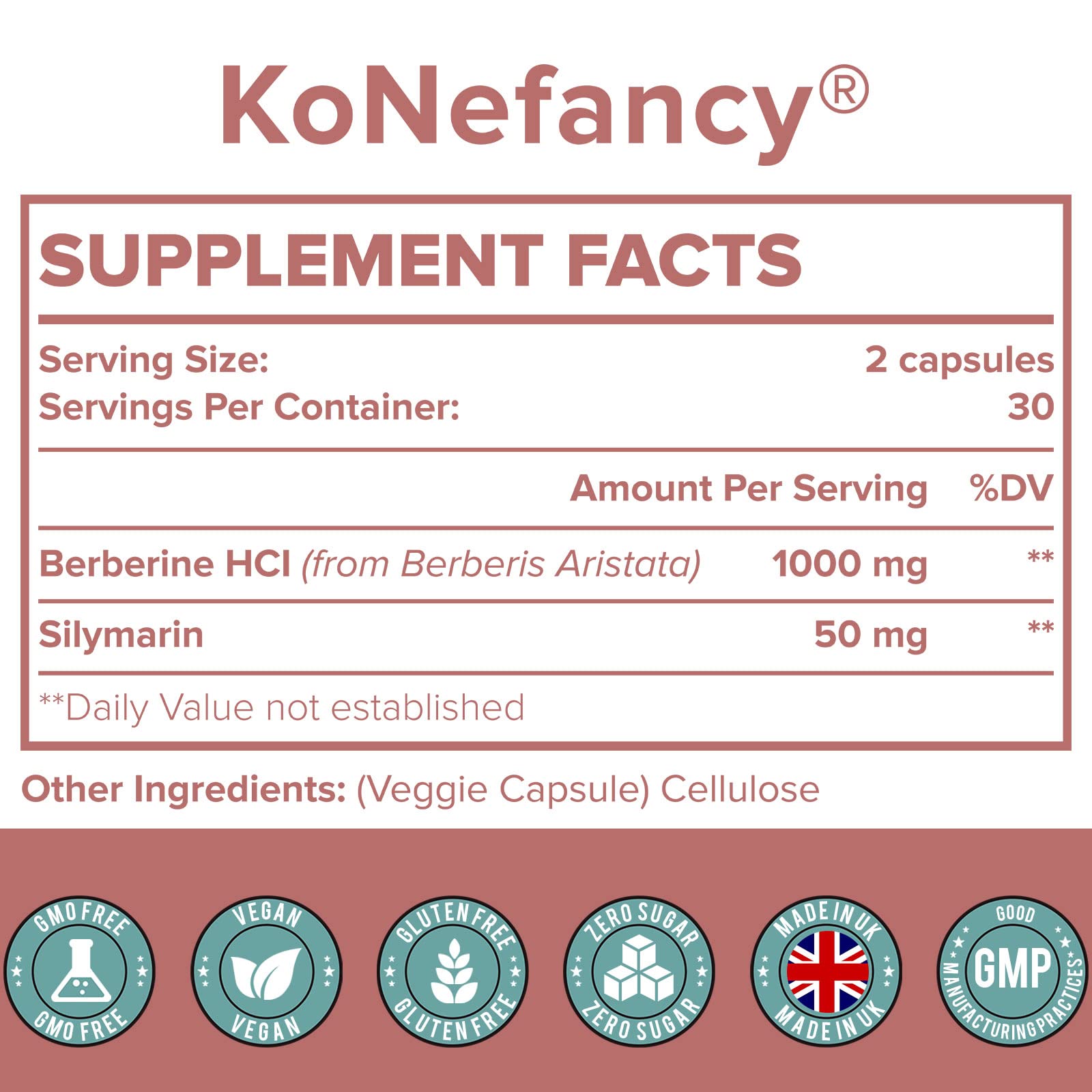 KoNefancy Berberine HCL Supplement 1000mg, High Absorption Berberine Plus Vegan KoNefancy