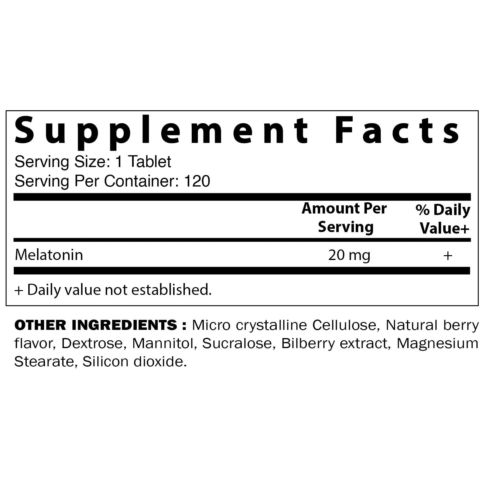 Vitamatic 2 Pack Melatonin 20mg Fast Dissolve 120 Tablets - Natural Berry Vitamatic