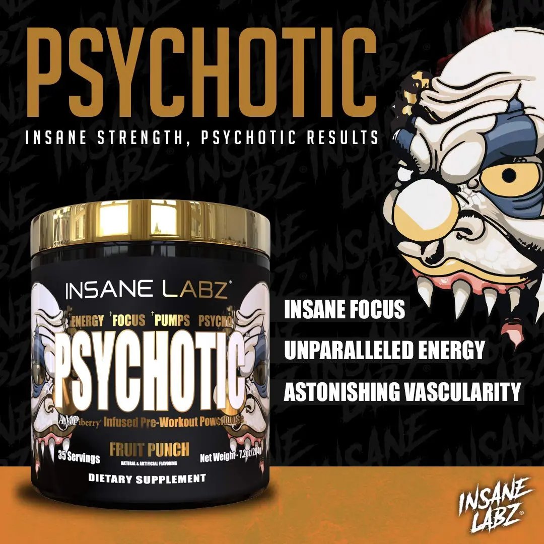 Insane Labz Psychotic Gold and Insane Veinz Gold Pre Workout Nitric Oxide Booster Stack Insane Labz