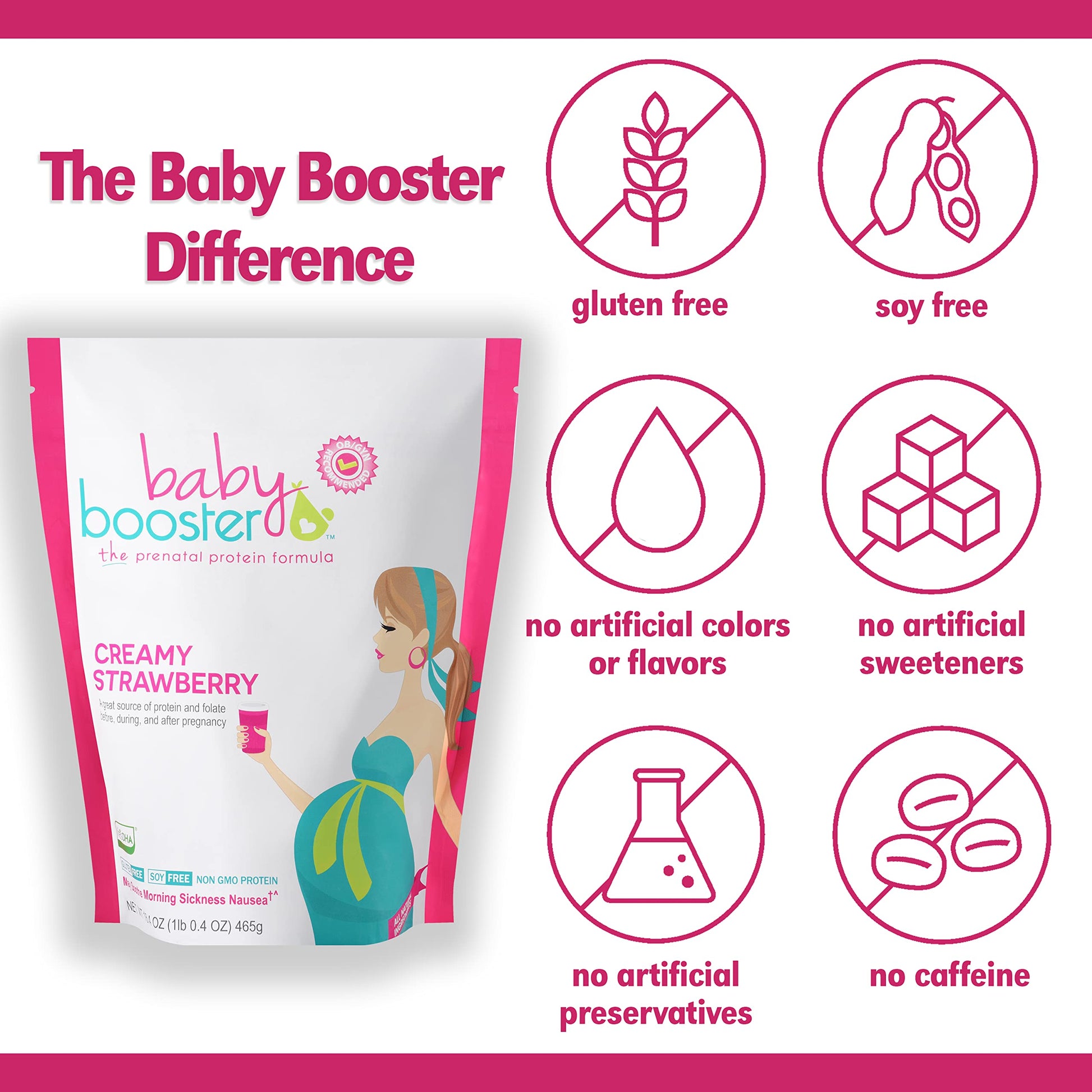 Baby Booster Prenatal Vitamin Supplement Shakes, Kona Mocha and Strawberry Baby Booster