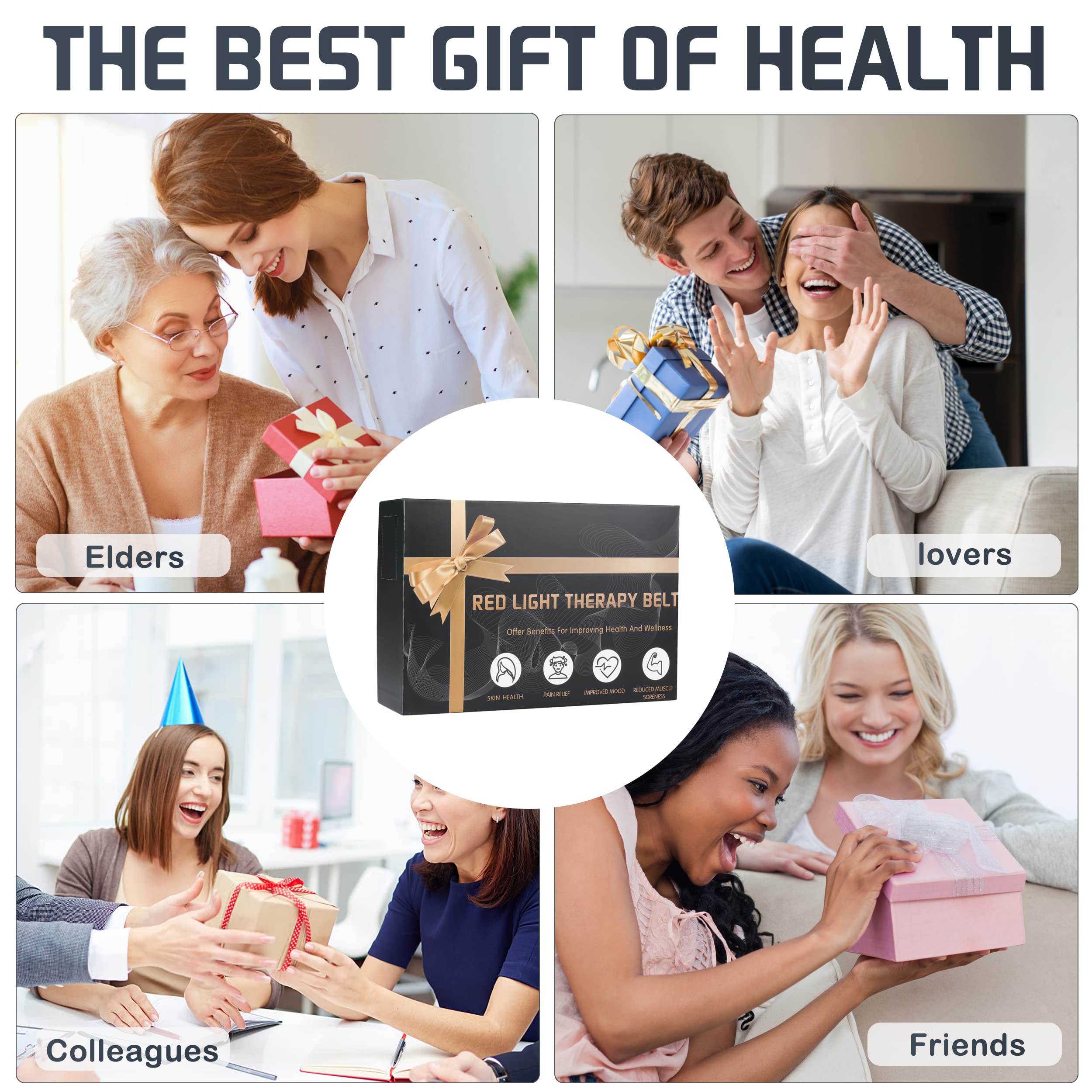 Infrared Red Light Therapy Belt:LED Lamp Vibration Near Body Pain Relief Device Wrap Red Fellibay