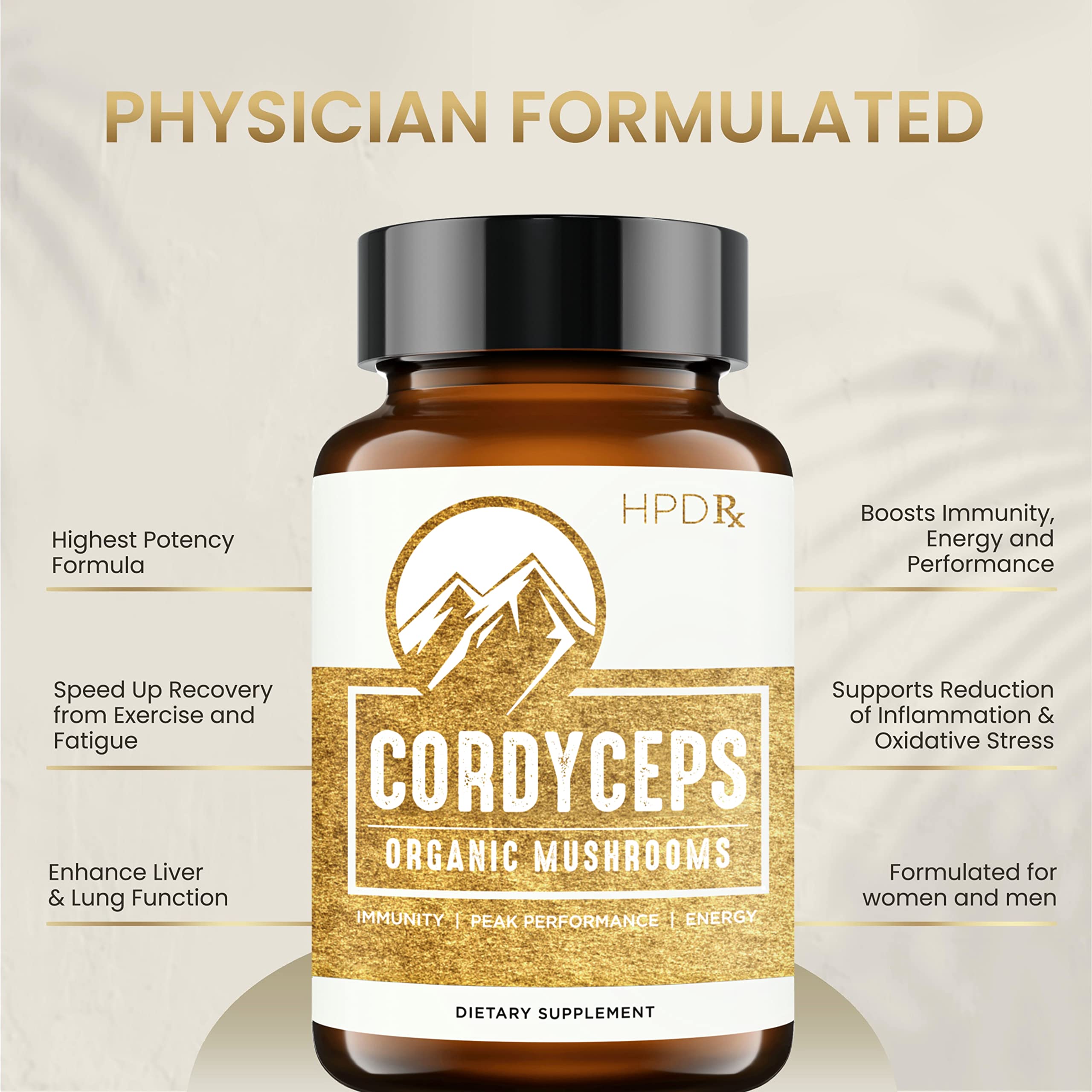 HPD Rx Premium Organic Cordyceps Mushroom Extract Performance , Pack of 2 HPD Rx