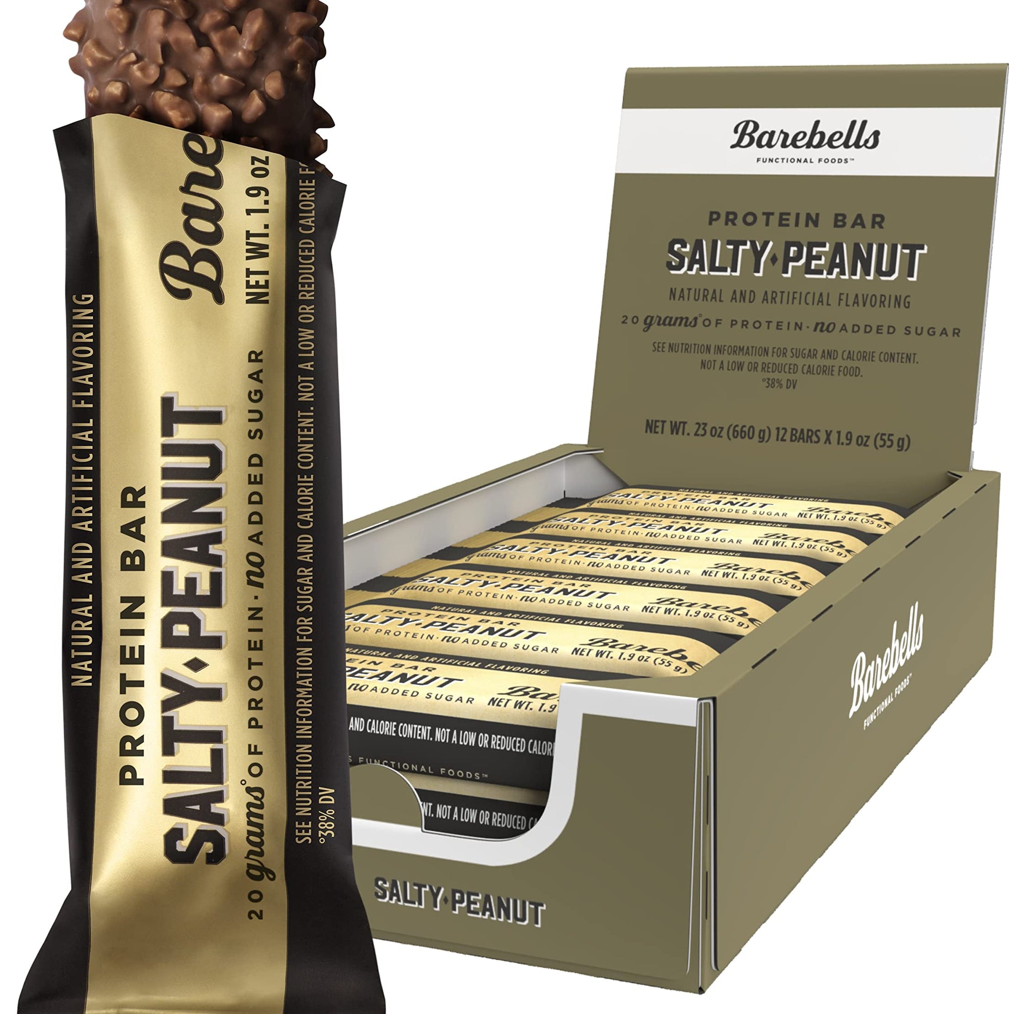 Barebells Salty Peanut Protein Bars, 12 Count - 20g Protein, 1g Sugar Snack Bars