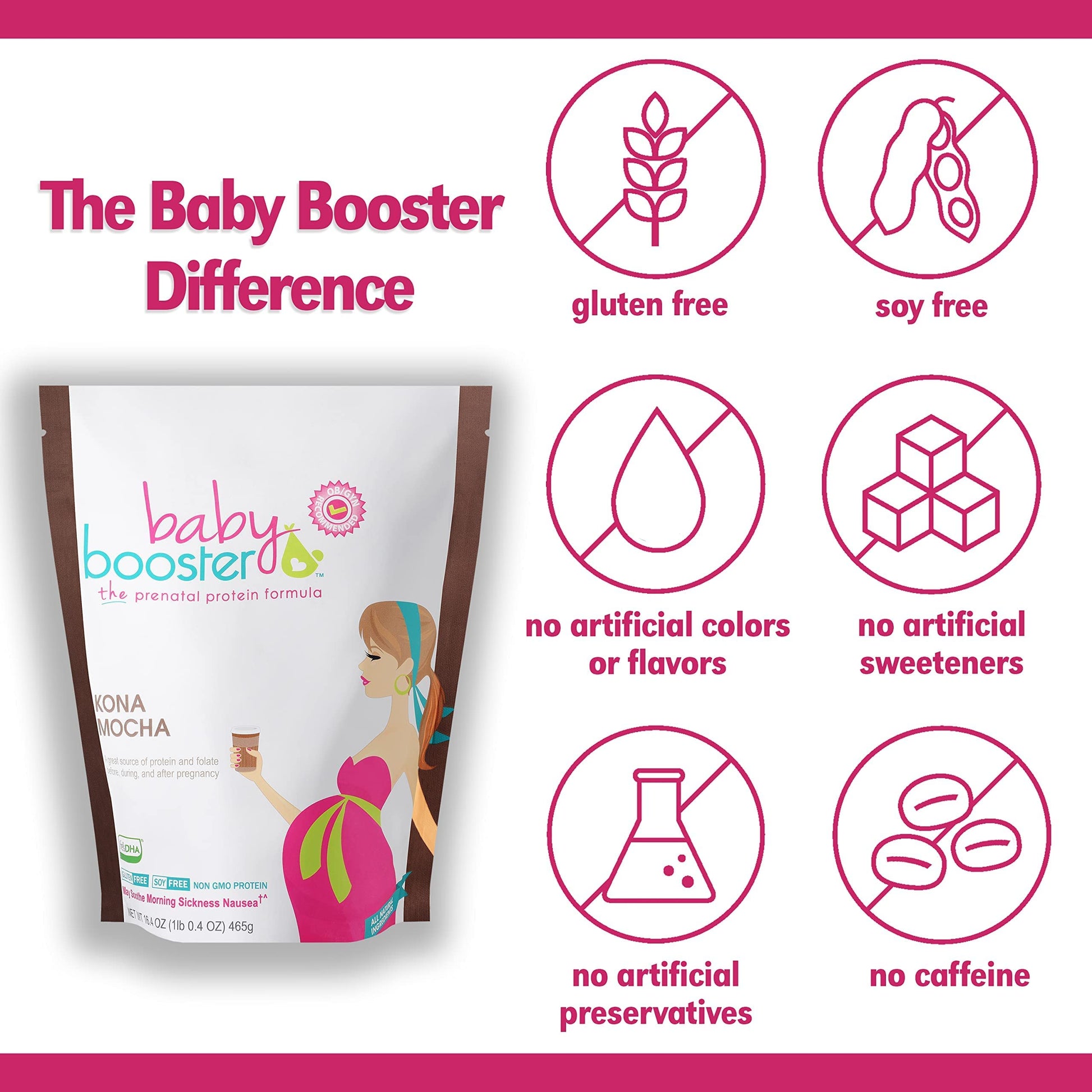 Baby Booster Prenatal Vitamin Supplement Shakes, Kona Mocha and Tahitian Vanilla Baby Booster
