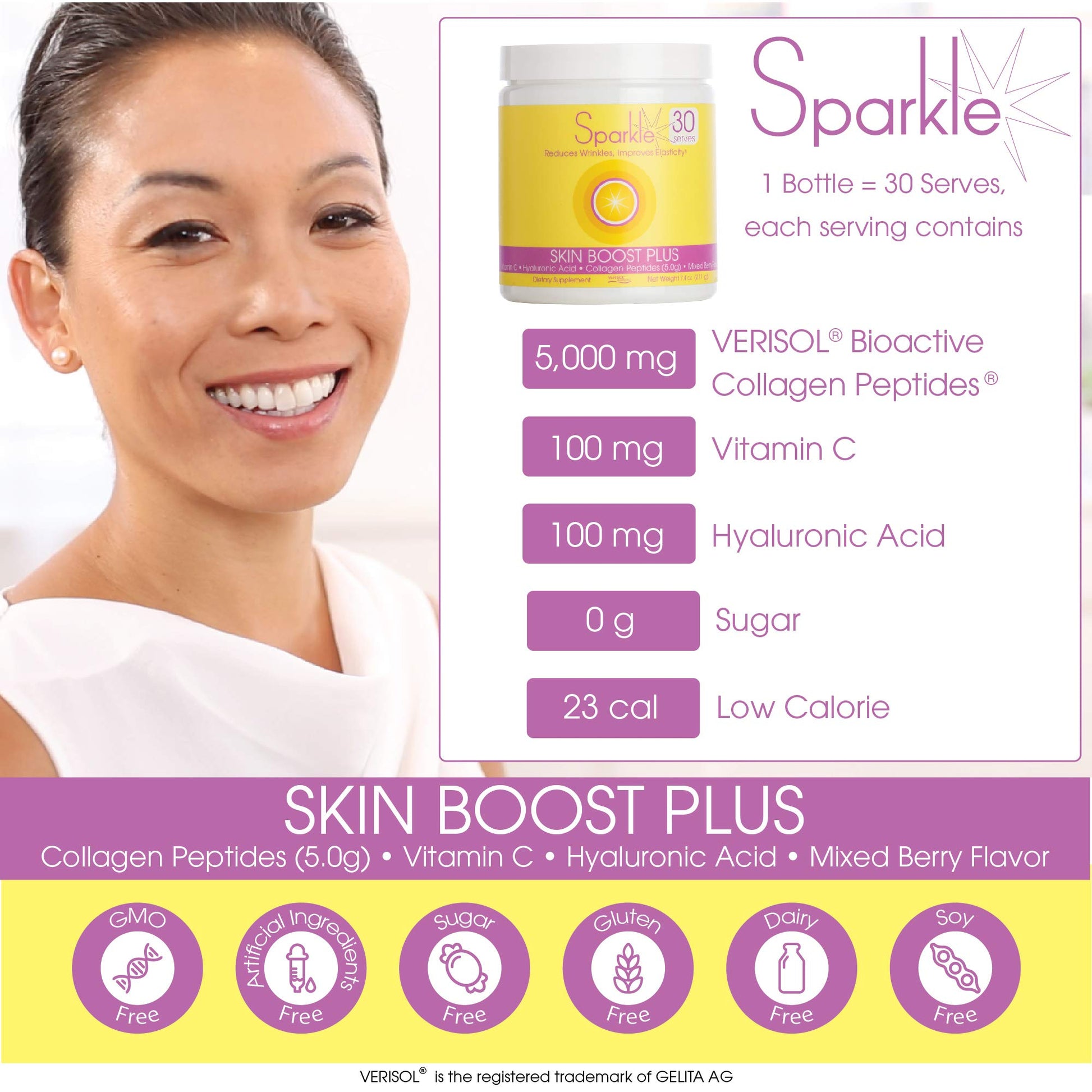 Hydrolyzed Collagen Powder - Sparkle Skin Boost Plus (Tropical Coconut Pineapple) Sparkle Collagen