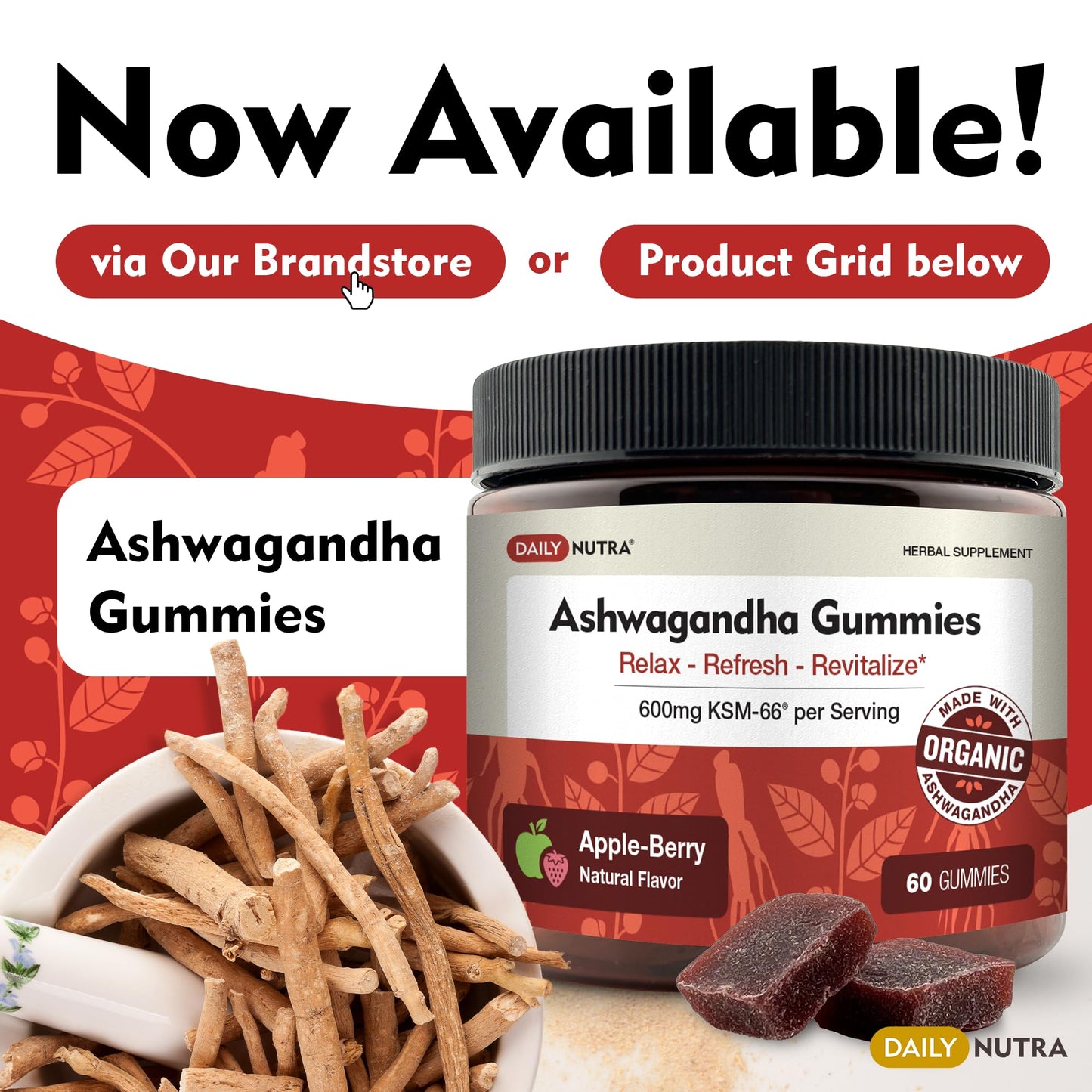 DailyNutra KSM-66 Ashwagandha 600mg Organic Root Extract - High Potency Supplement DailyNutra