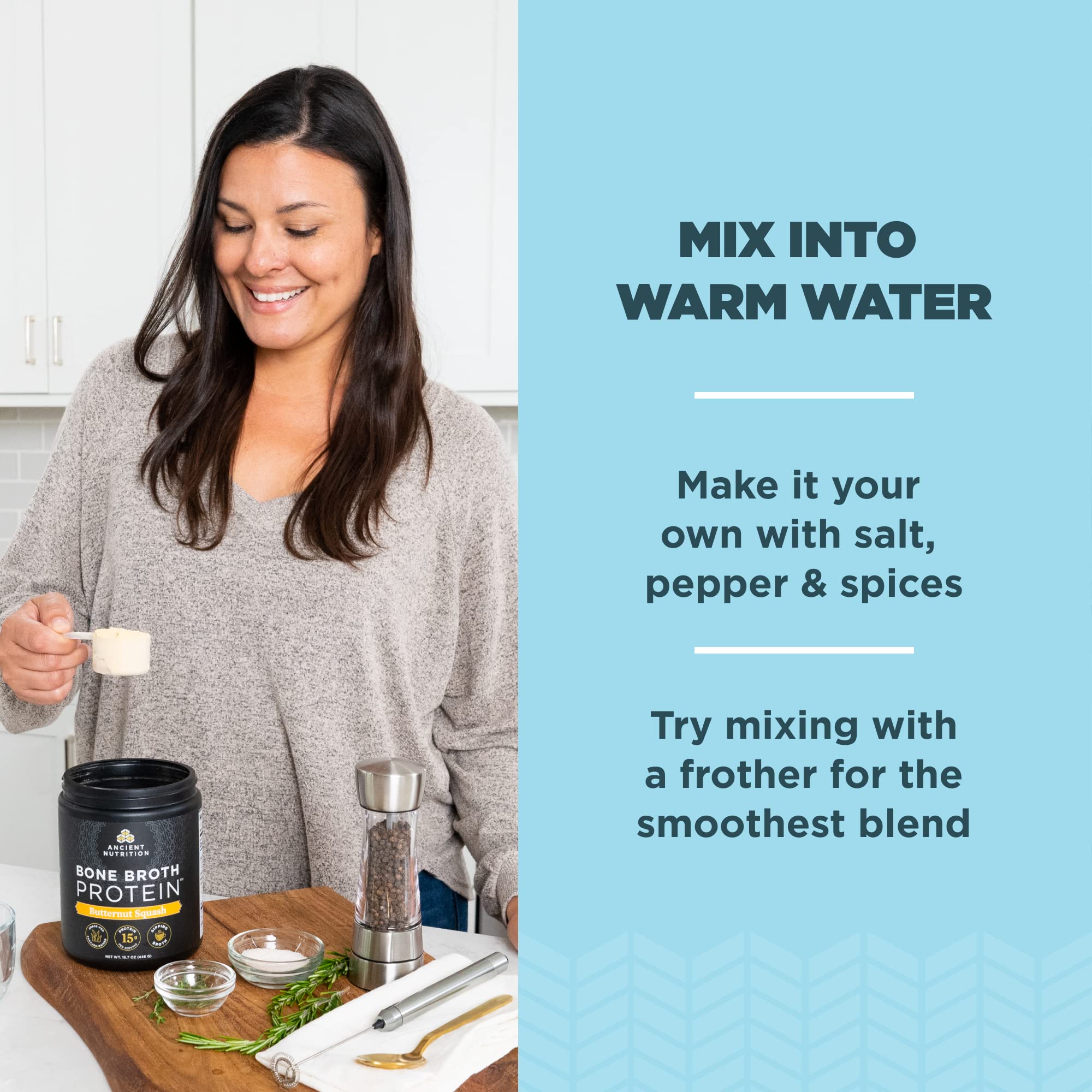 Ancient Nutrition Bone Broth Protein Powder, Butternut Squash, Grass-Fed Chicken Ancient Nutrition