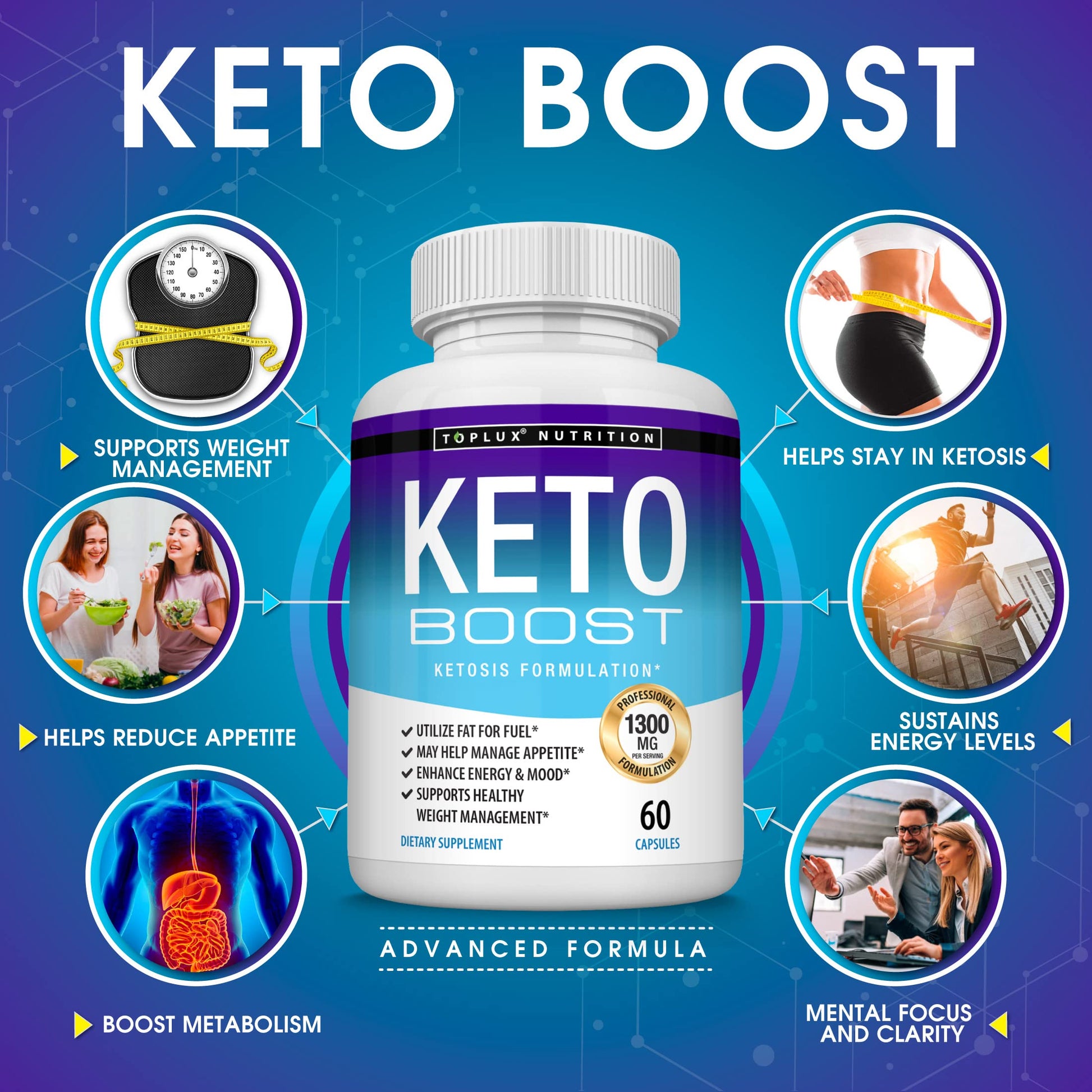 Keto Boost Diet Pills Ketosis Supplement - Natural Exogenous Keto Formula Support Energy Toplux