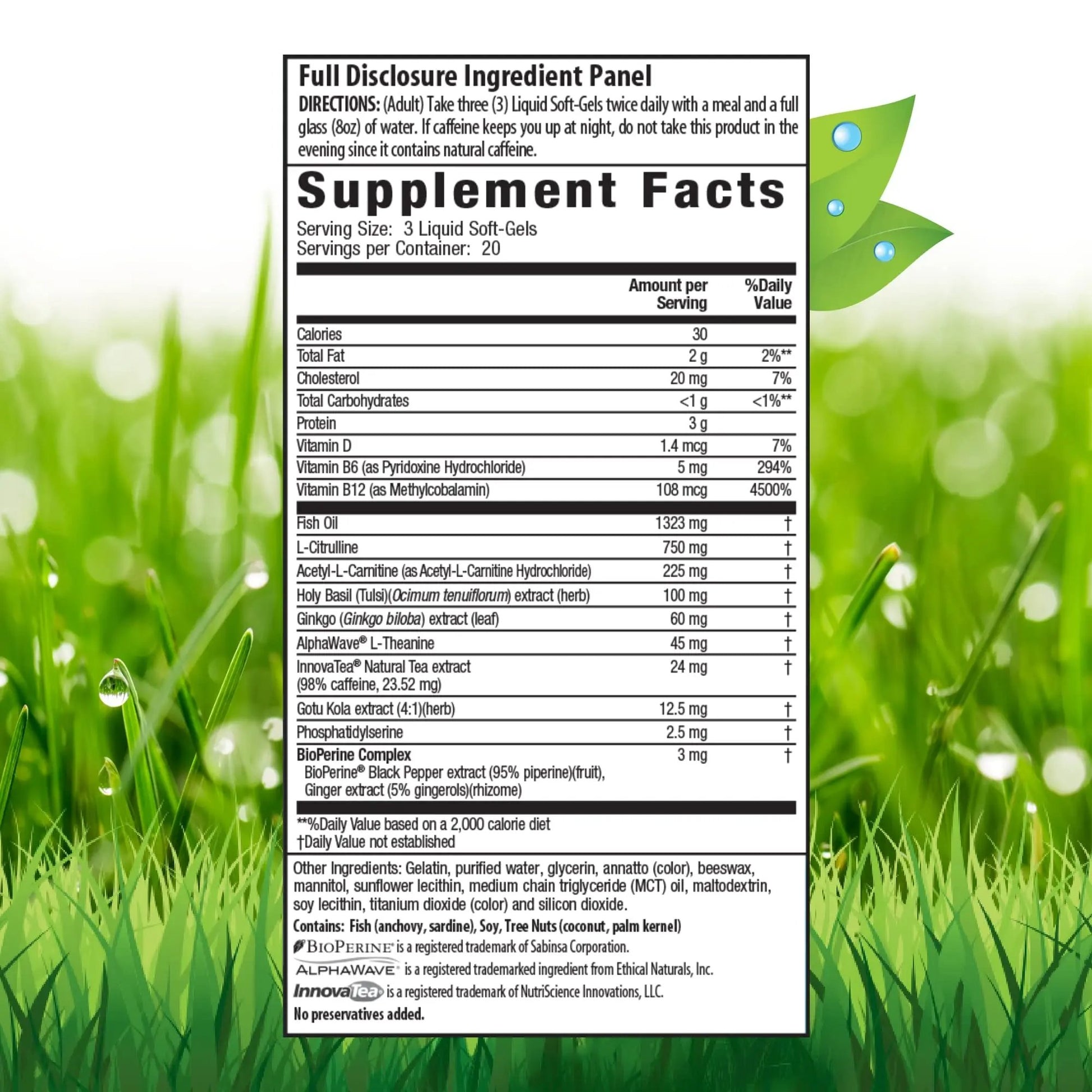 Irwin Naturals Brain Awake Max3 + Nitric Oxide Booster 60 Count Irwin Naturals