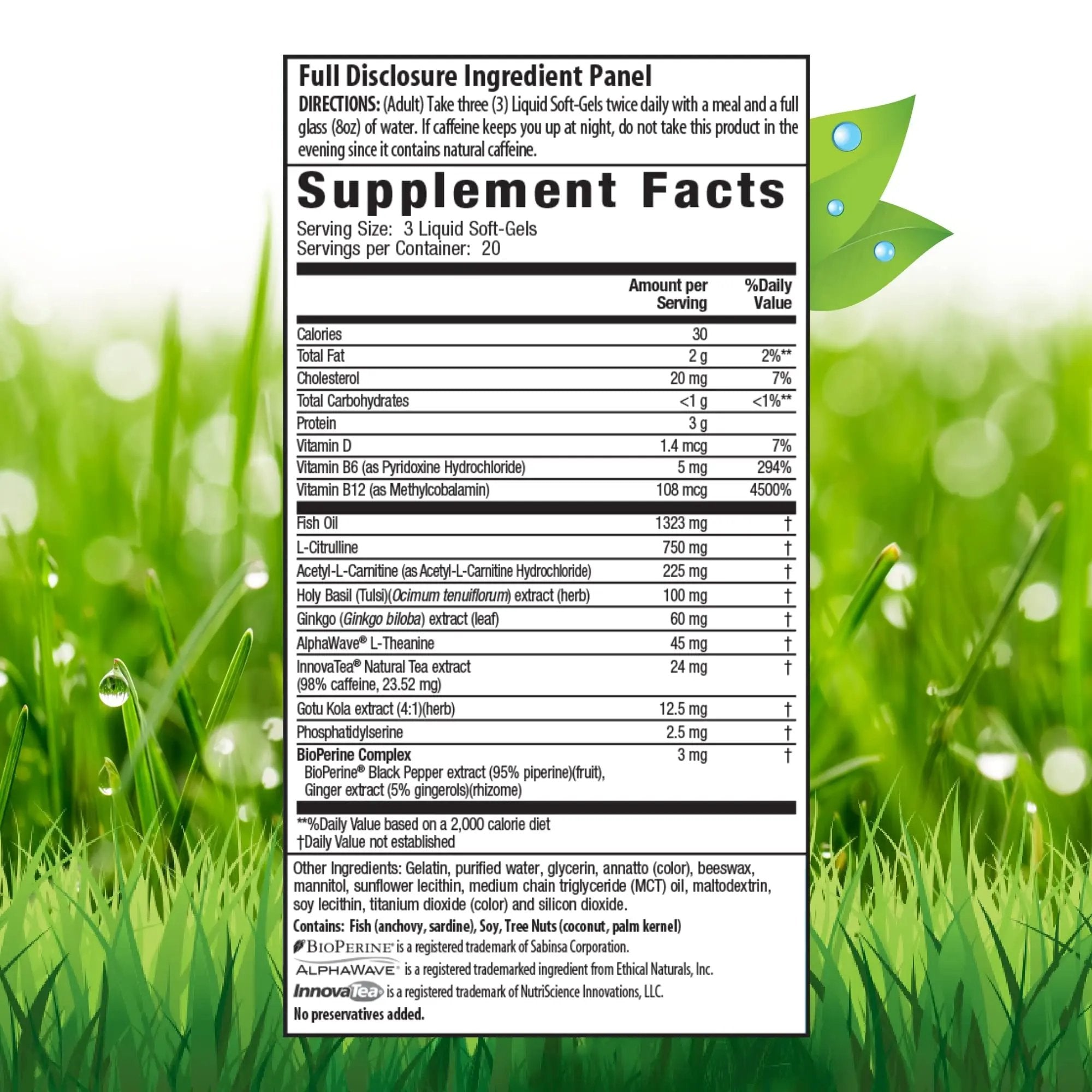 Irwin Naturals Brain Awake Max3 + Nitric Oxide Booster 60 Count Irwin Naturals