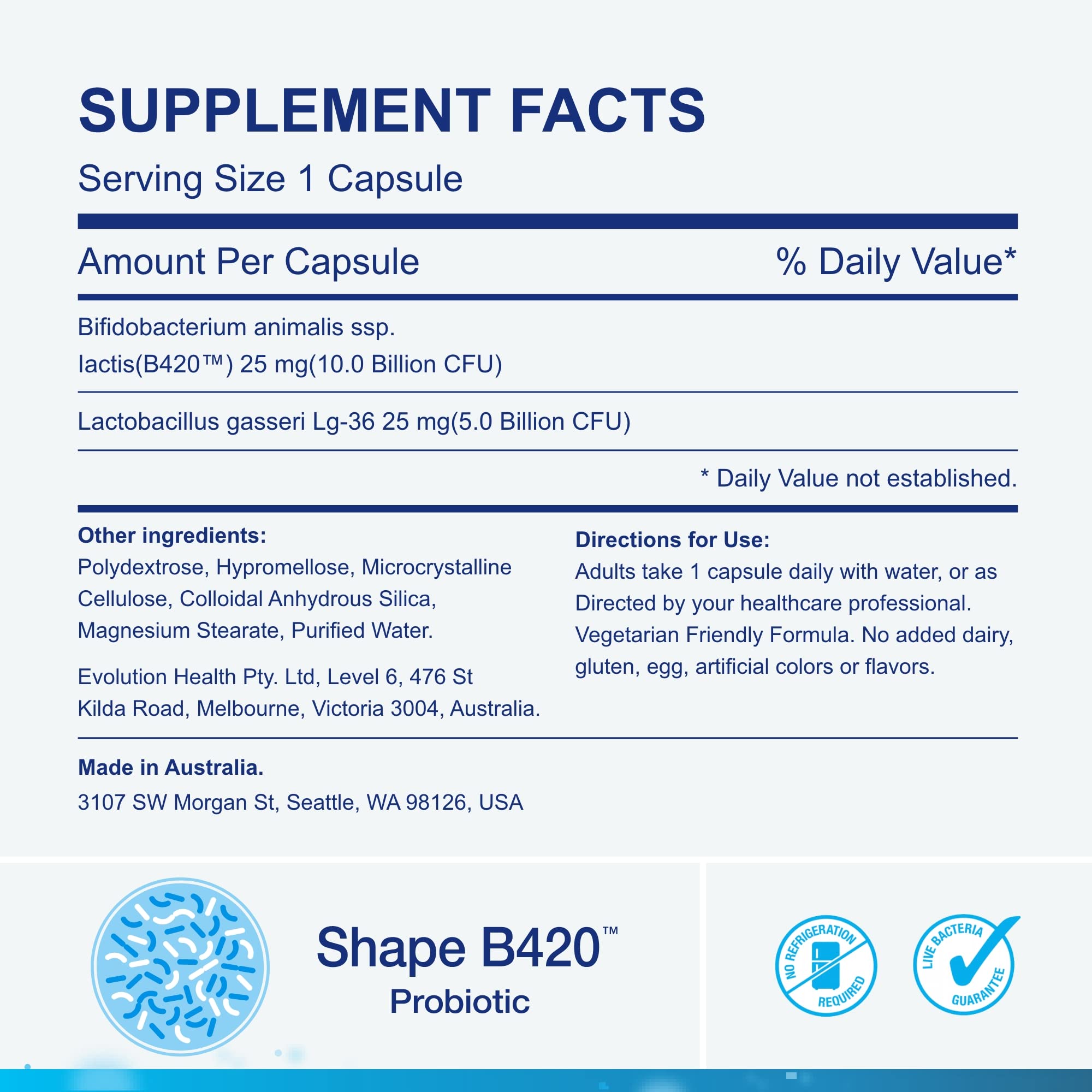 Life-Space Shape B420™ Probiotics, Clinically Studied Strains, Supplement for Women and Men