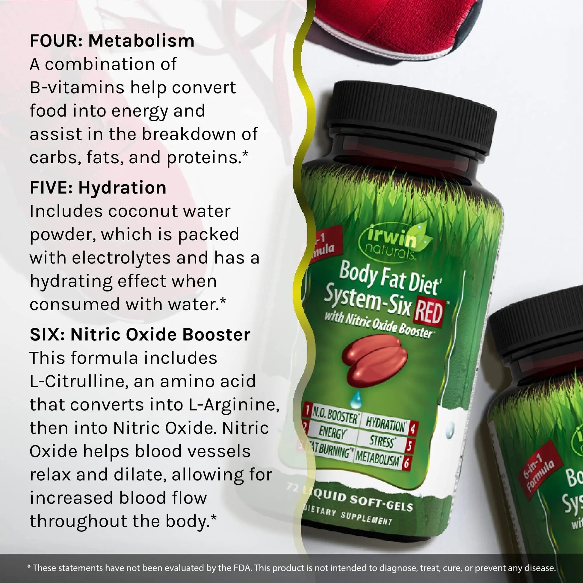 Irwin Naturals Body Fat Diet System-Six RED - 72 Liquid Soft-Gels, Pack of 2 - 6-in-1 Formula for Weight Management with Nitric Oxide Booster - 48 Total Servings