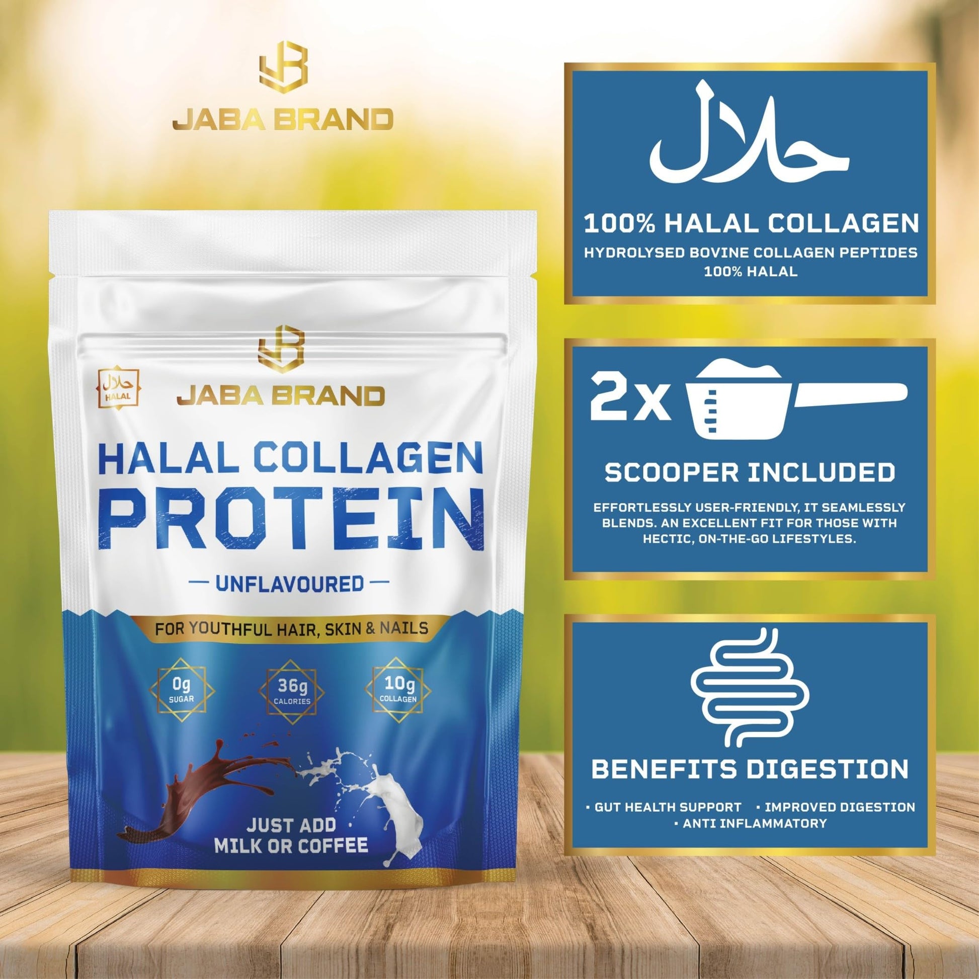 JABA BRAND - Halal Bovine Collagen Protein Powder for Hair, Nails, Joints and Skin JABA BRAND