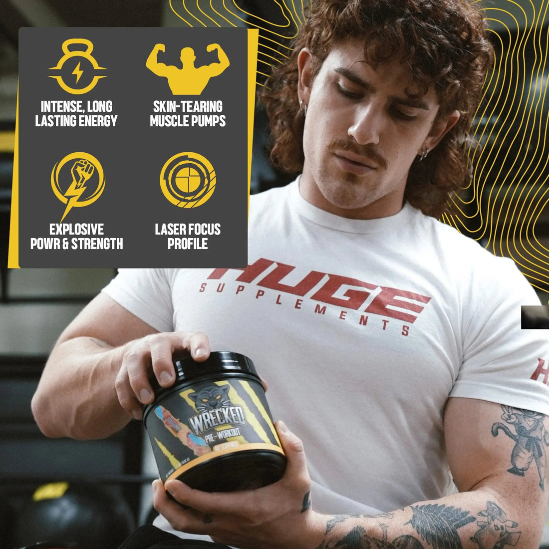 Huge Supplements Wrecked Pre-Workout, 30G+ Ingredients Per Serving to Boost Energy