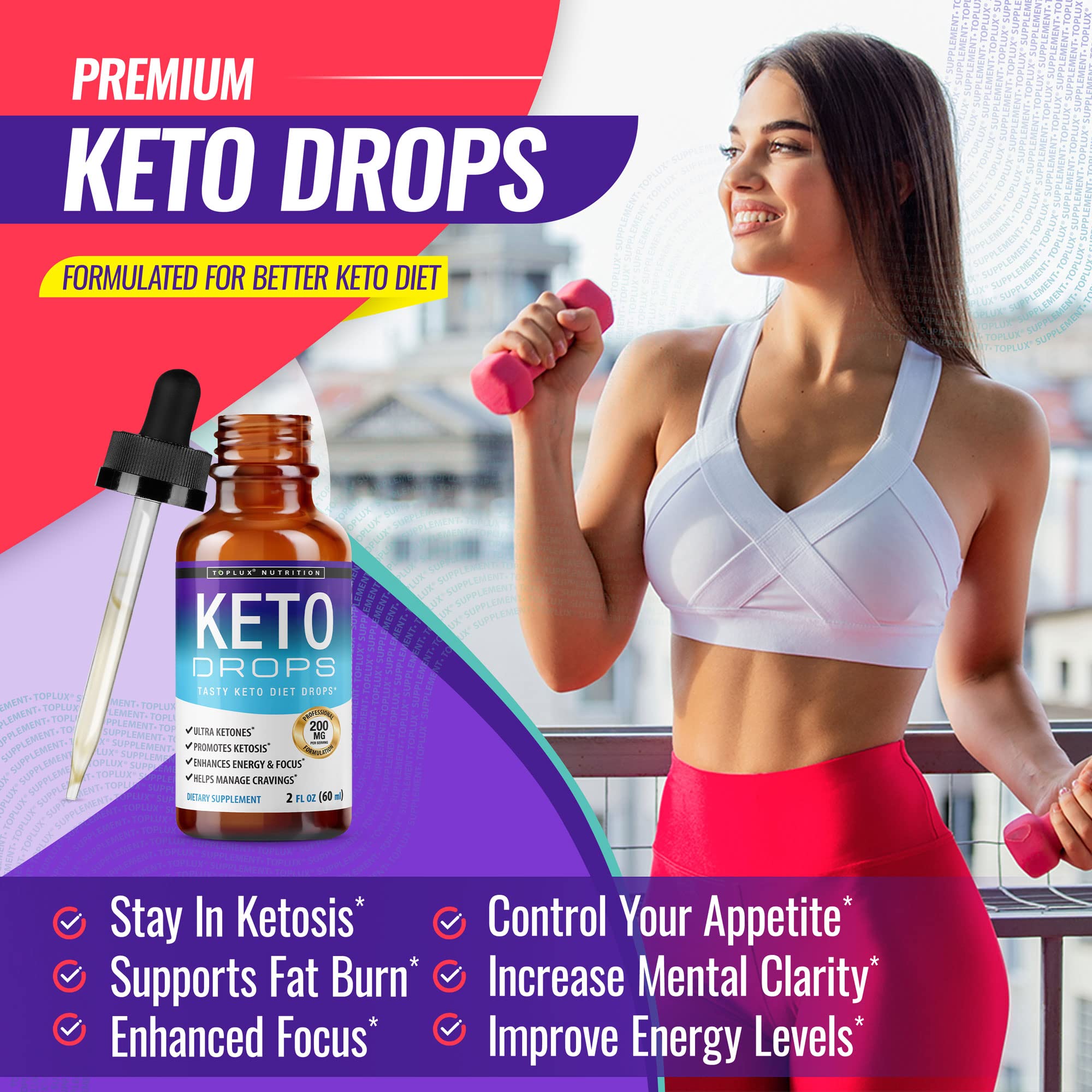 Keto Diet Drops Weight Loss Ketogenic Supplement - Premium Fat Burner Formula Toplux