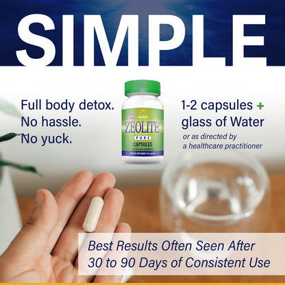 Zeolite Pure Capsules | Zeolite Detox, Extra Strength | Pure, Full Body Cleanse for Women