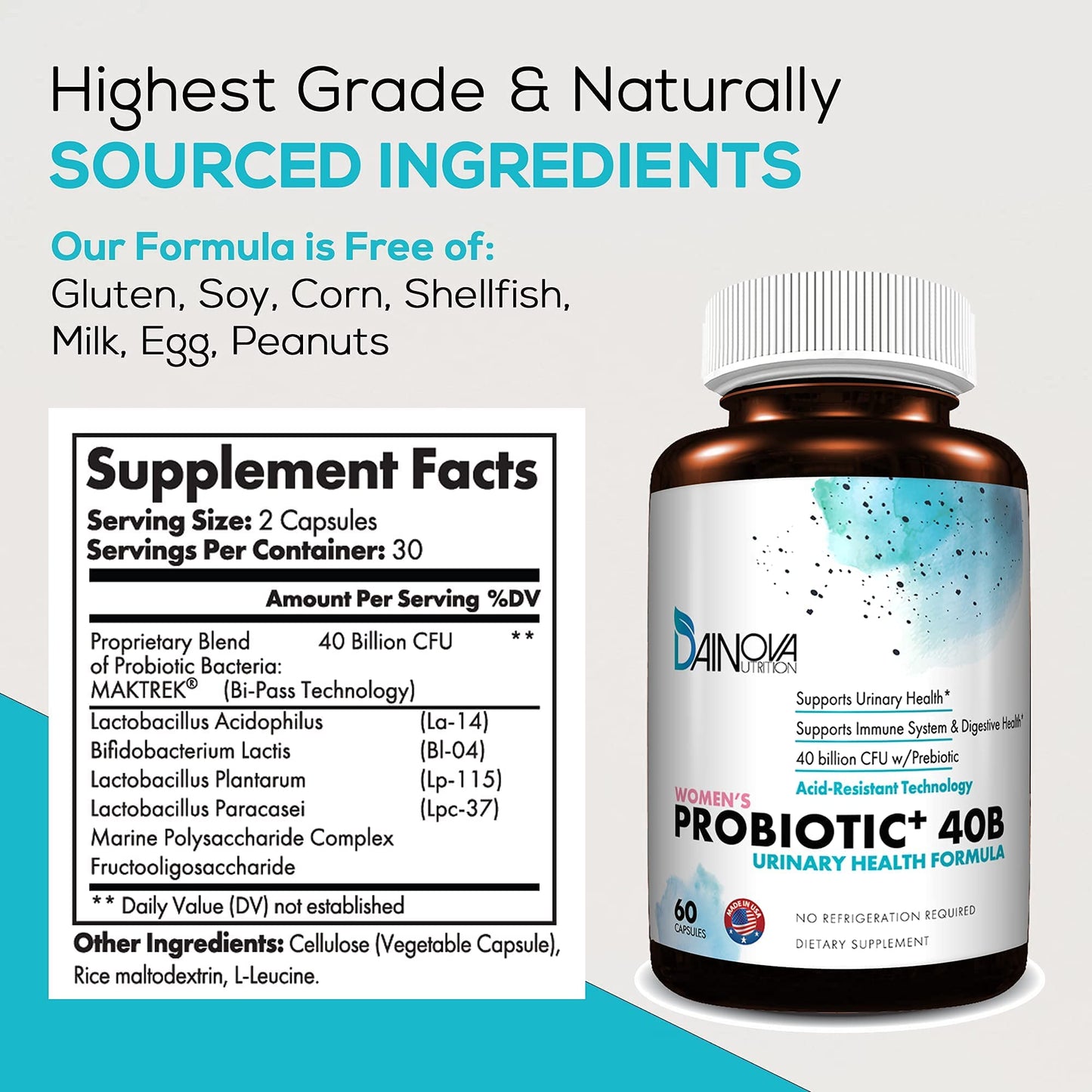 Dainova Nutrition D Mannose Capsules and Probiotics for Women Bundle I Urinary Tract