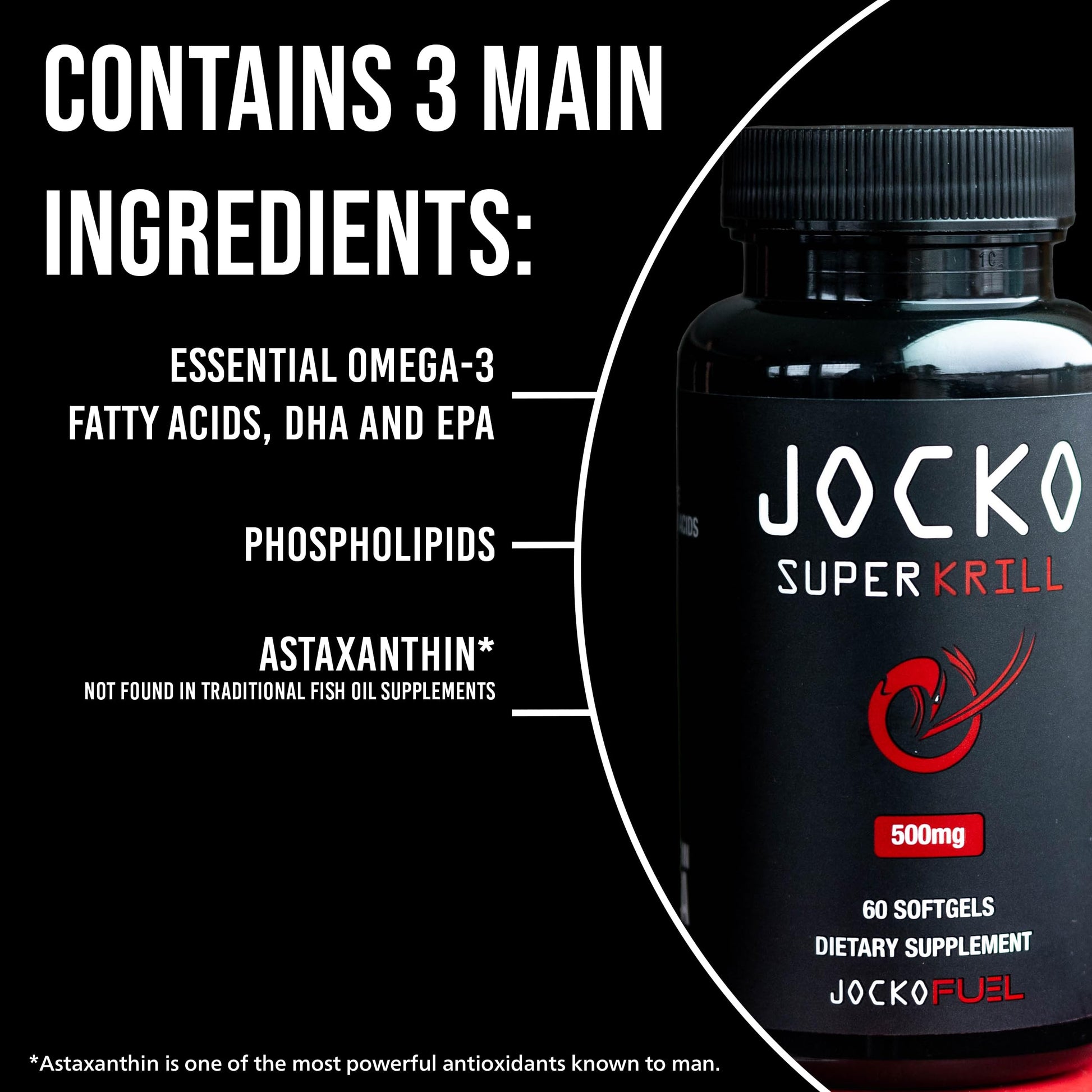 Jocko Fuel Antarctic Krill Oil Omega 3 Fatty Acid Supplements DHA & EPA - 1000mg Softgel Jocko Fuel