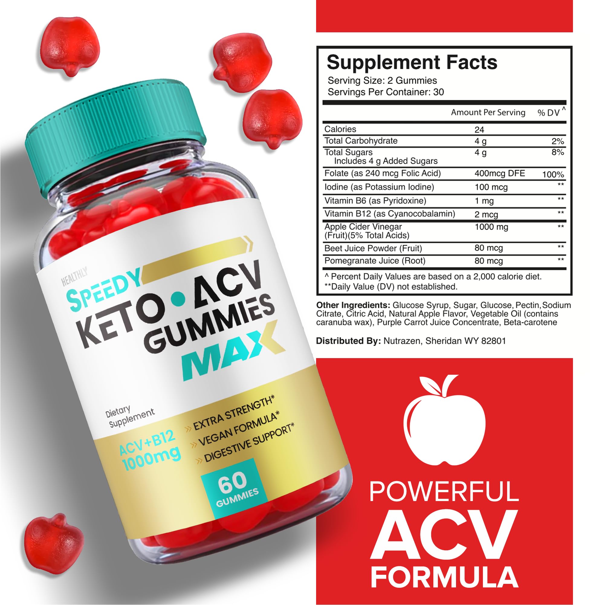 (3 Pack) Speedy Keto ACV Gummies Maximum Strength, Speedy Keto Plus ACV Gummies