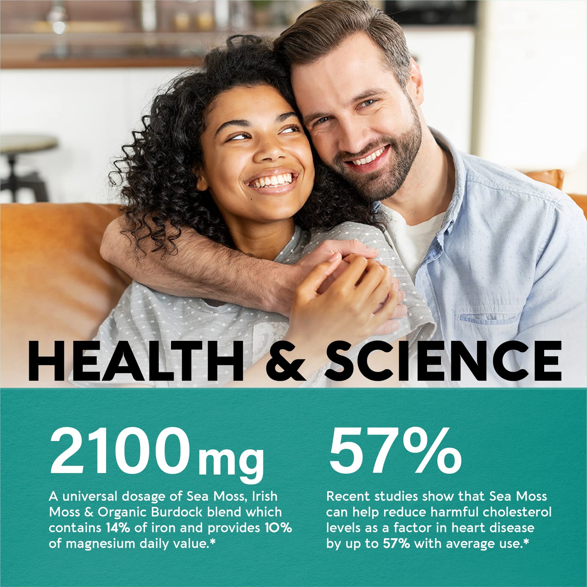 Irish Sea Moss Capsules - Made with Organic Sea Moss, Bladderwrack & Burdock Root - Made in USA - Advanced Superfood - Natural Multi Supplements Blend - Immunity & Energy Support - 90 Vegan Capsules NUTRAHARMONY