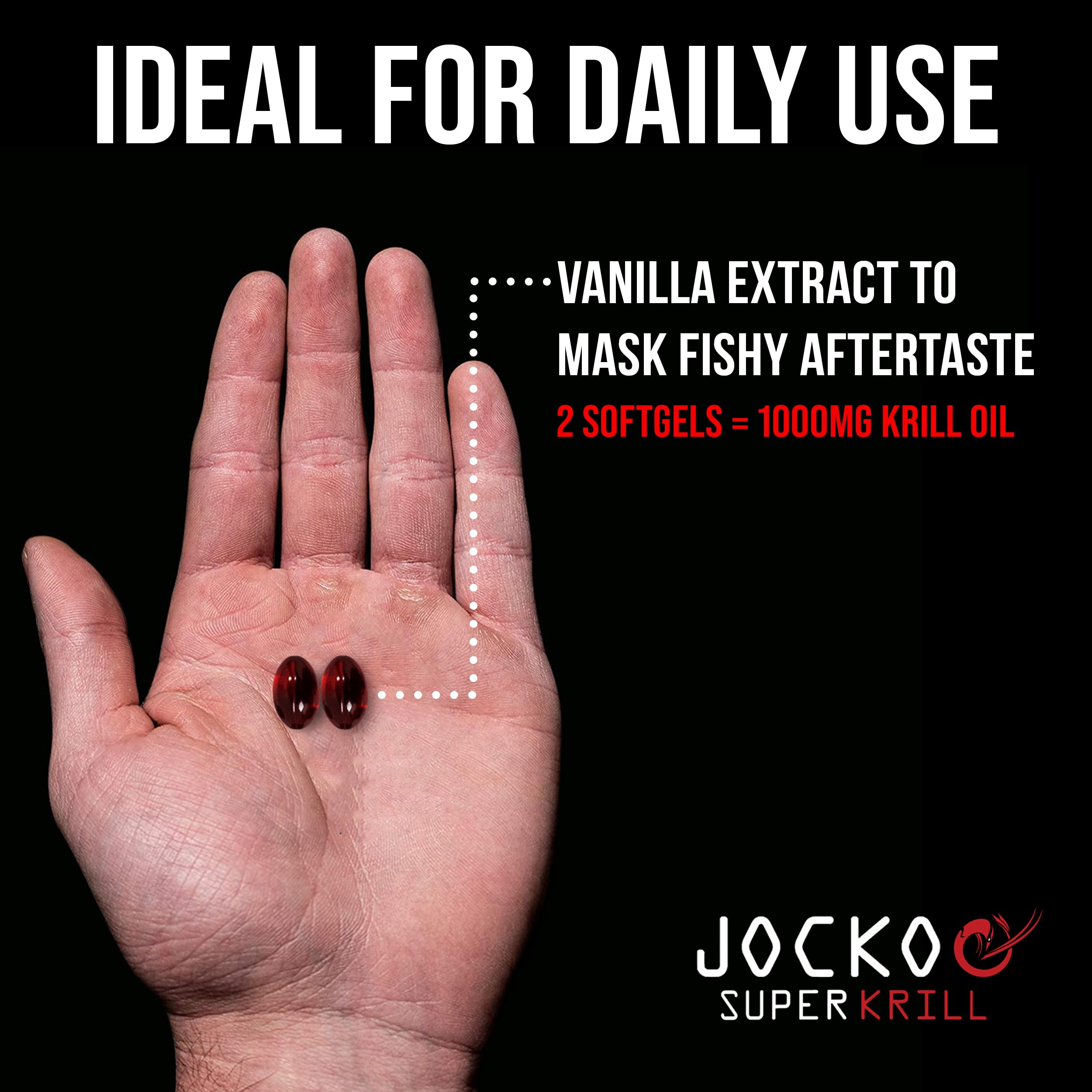 Jocko Fuel Antarctic Krill Oil Omega 3 Fatty Acid Supplements DHA & EPA - 1000mg Softgel Jocko Fuel