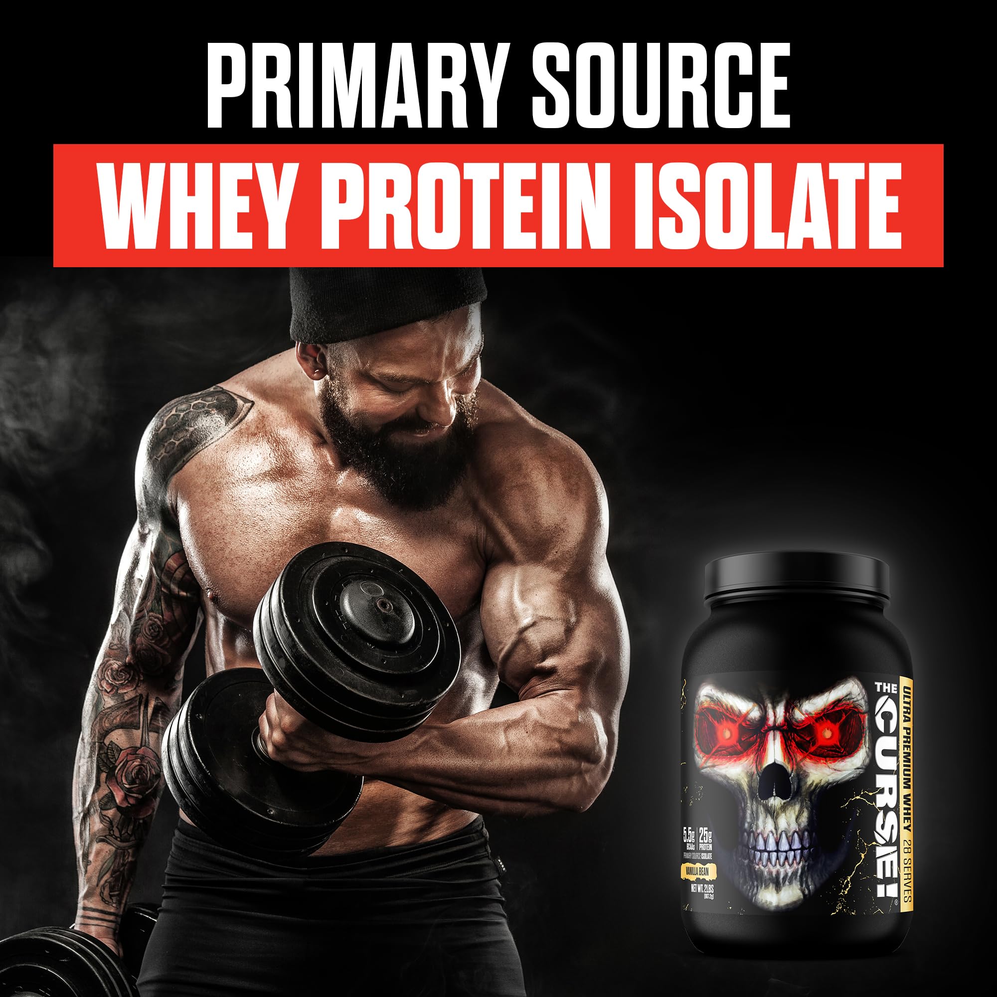 JNX SPORTS The Curse! Ultra Premium Whey Protein Powder Vanilla Bean 2lb | 25g Protein JNX SPORTS
