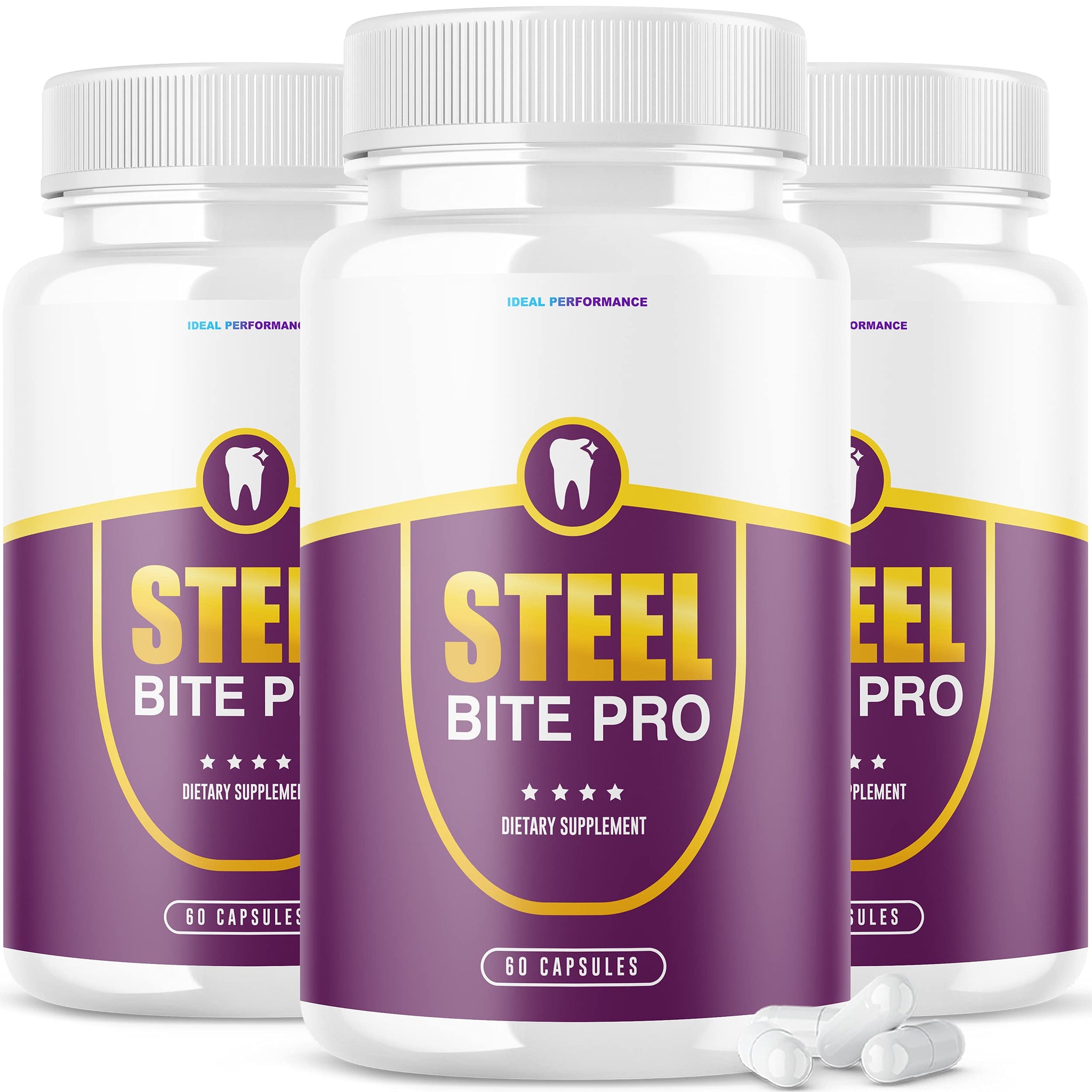 IDEAL PERFORMANCE (3 Pack) Steel Bite Pro Teeth Supplement for Teeth and Gum Repair 