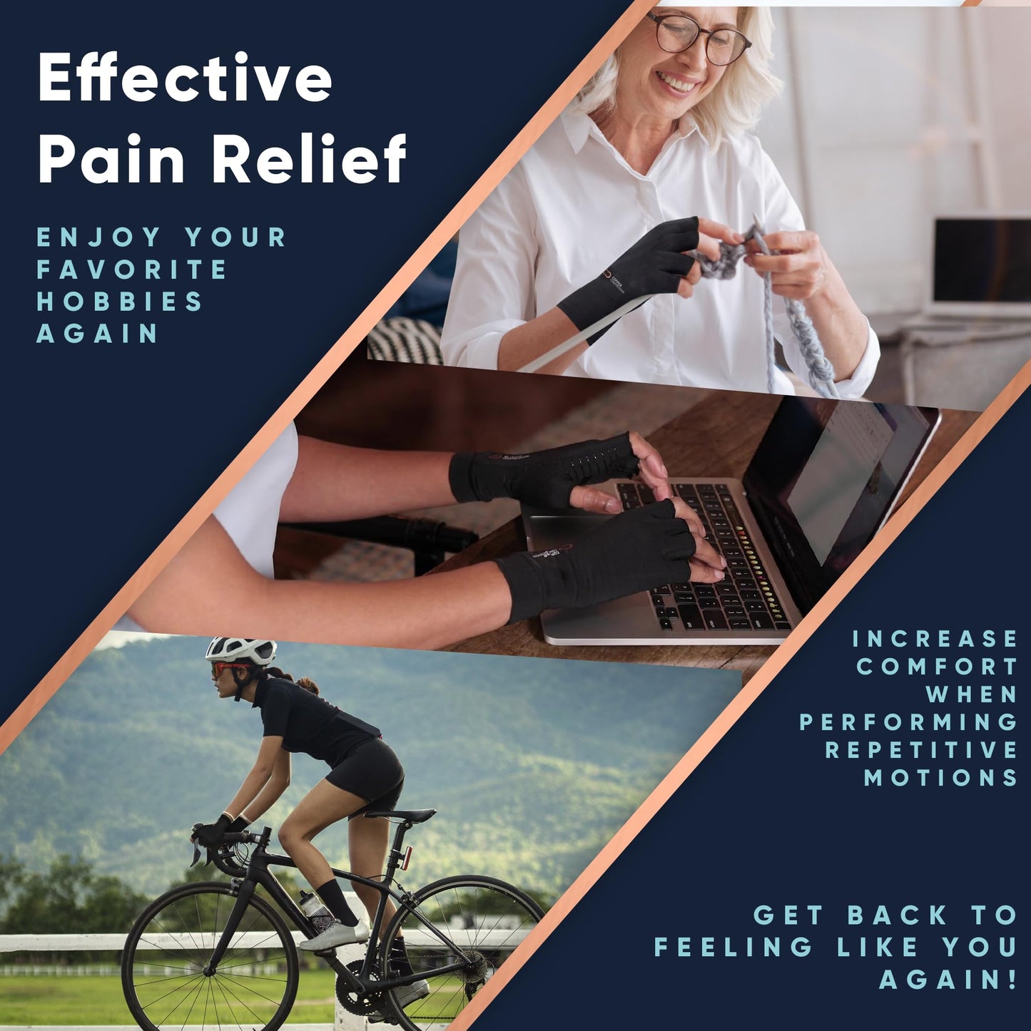 Copper Compression Arthritis Gloves | Fingerless Arthritis Carpal Tunnel Pain Relief Gloves Copper Compression