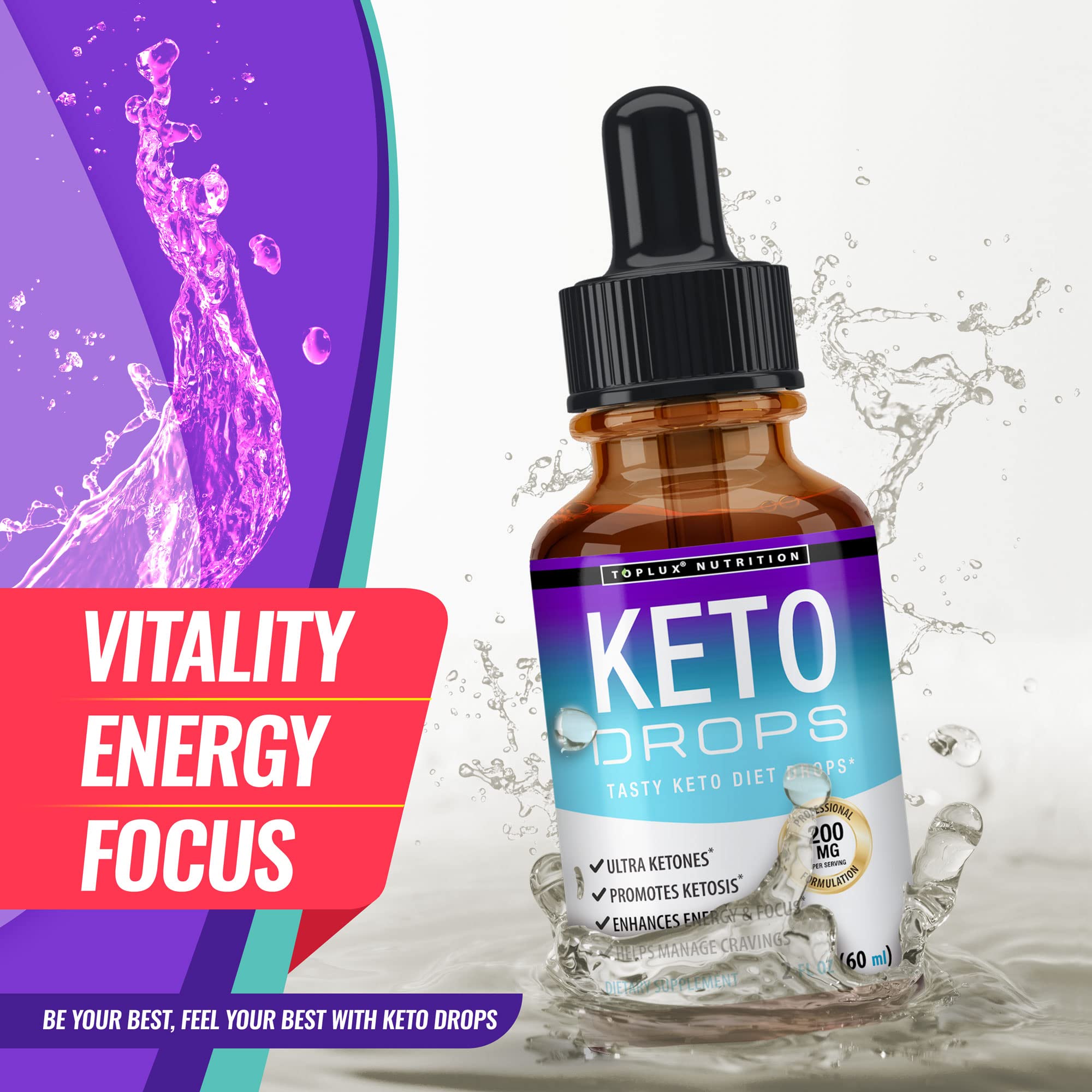 Keto Diet Drops Weight Loss Ketogenic Supplement - Premium Fat Burner Formula Toplux