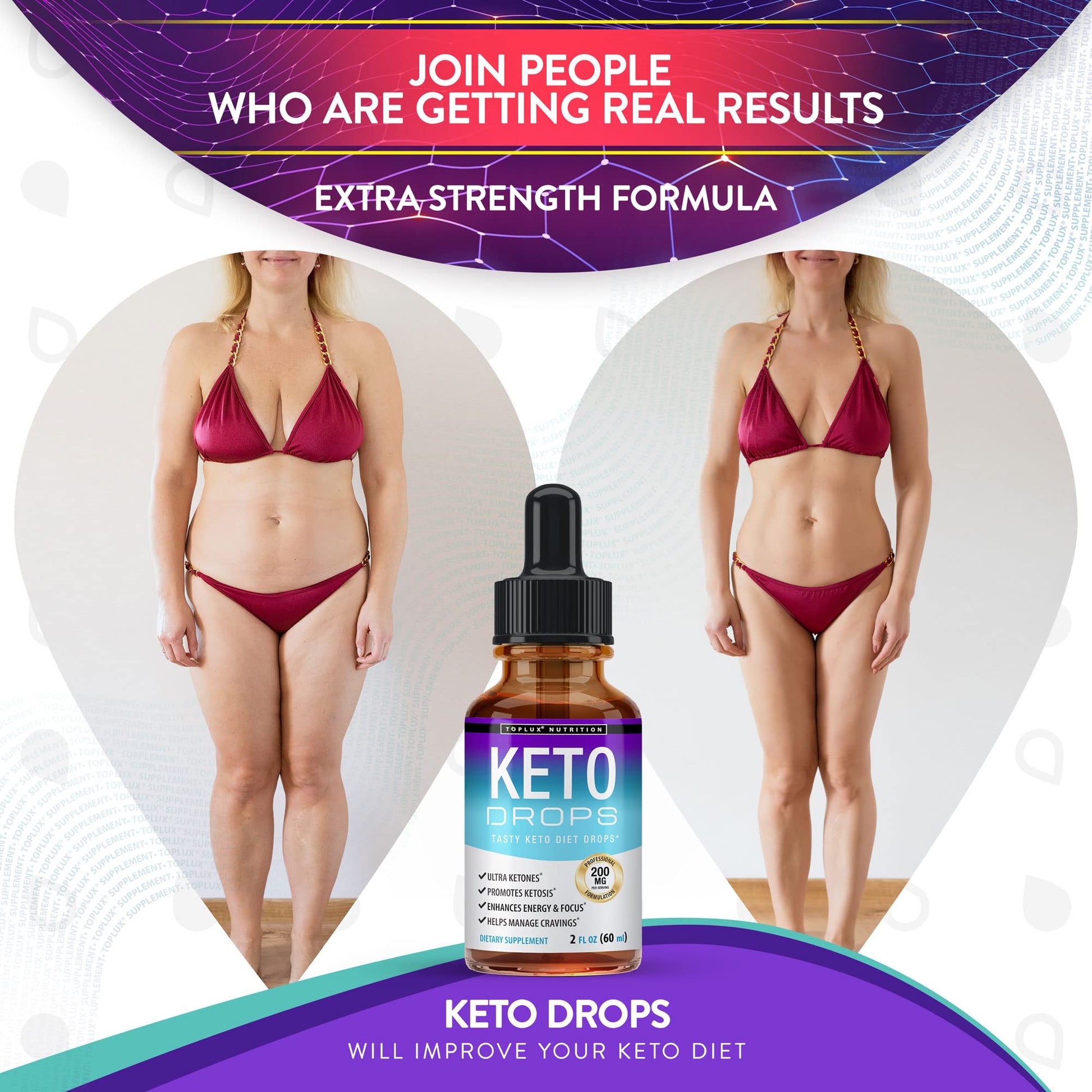 Keto Diet Drops Weight Loss Ketogenic Supplement - Premium Fat Burner Formula Toplux