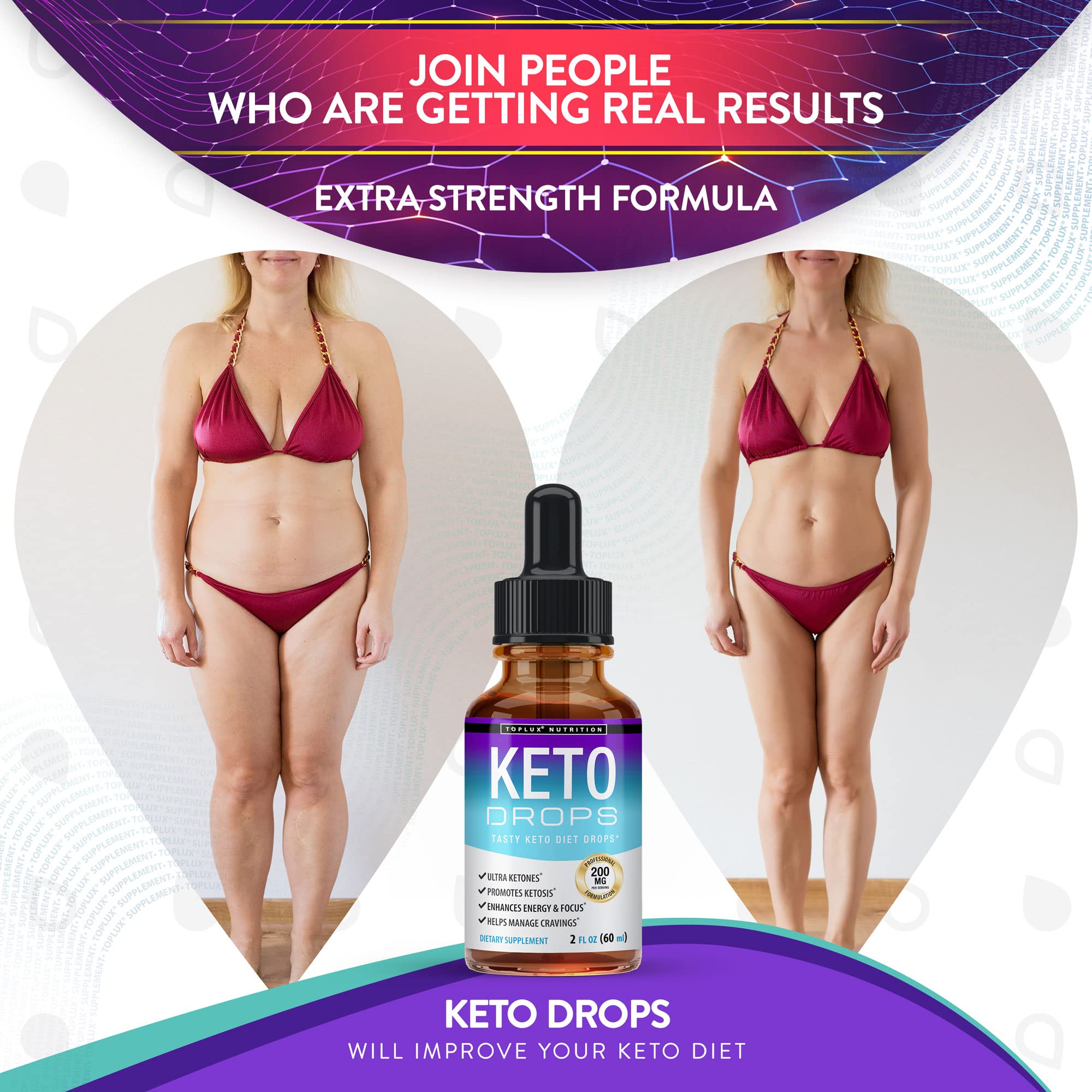 Keto Diet Drops Weight Loss Ketogenic Supplement - Premium Fat Burner Formula Toplux