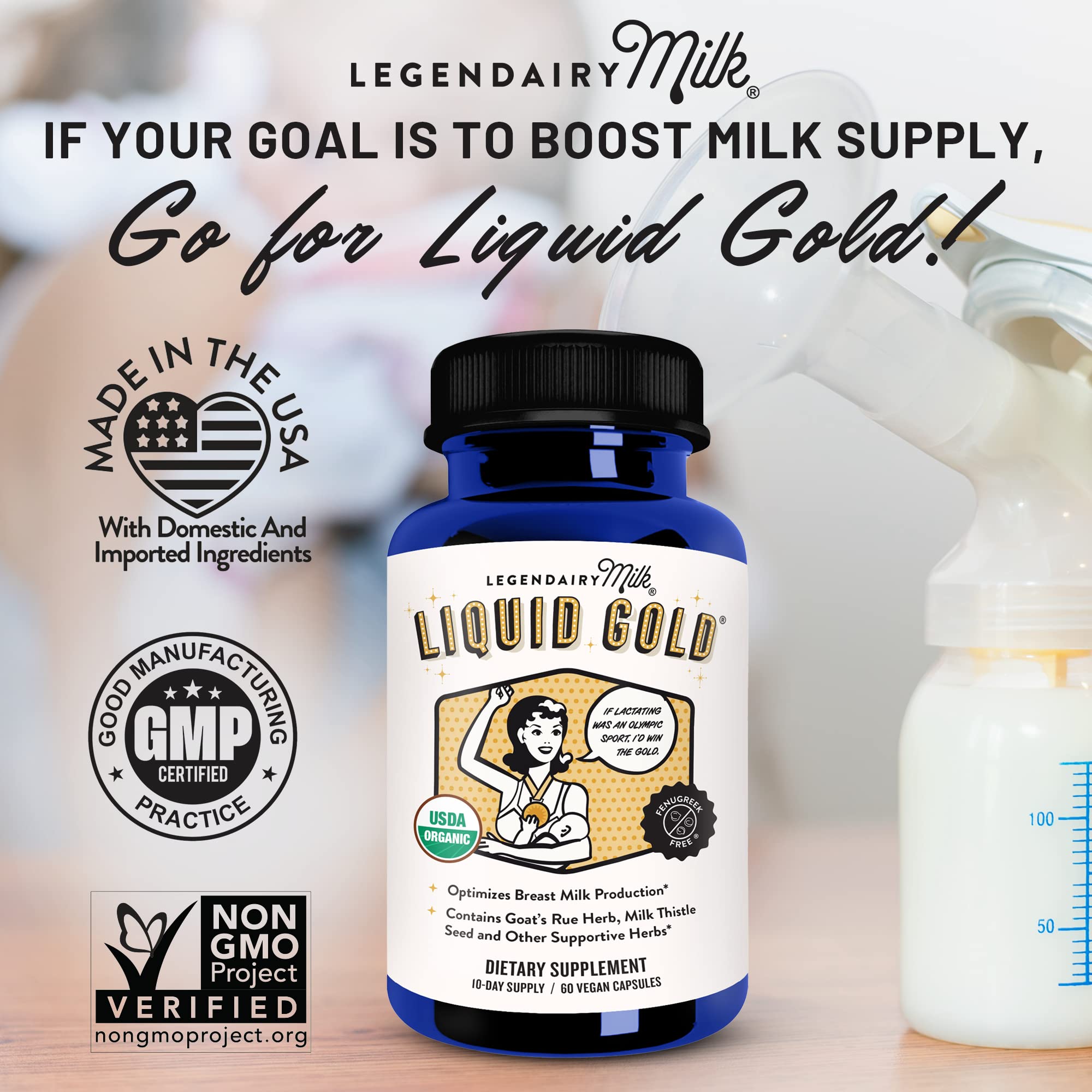 Legendairy Milk Liquid Gold Lactation Supplement, Organic Goat's Rue Lactation Legendairy Milk