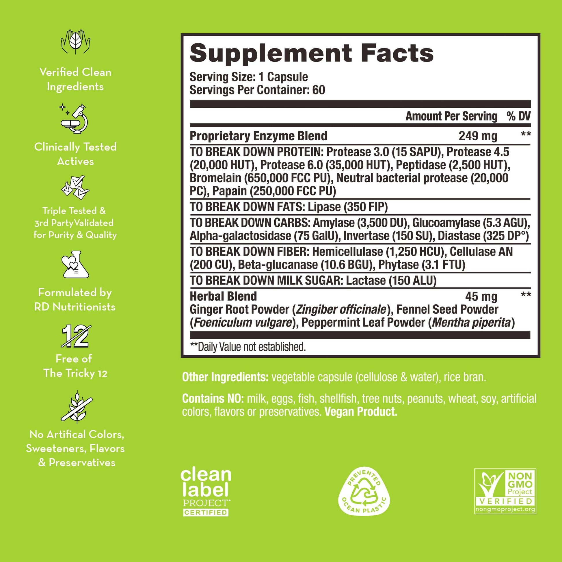 HUM Flatter Me Supplement for Daily Bloating - 18 Full Spectrum Digestive HUM