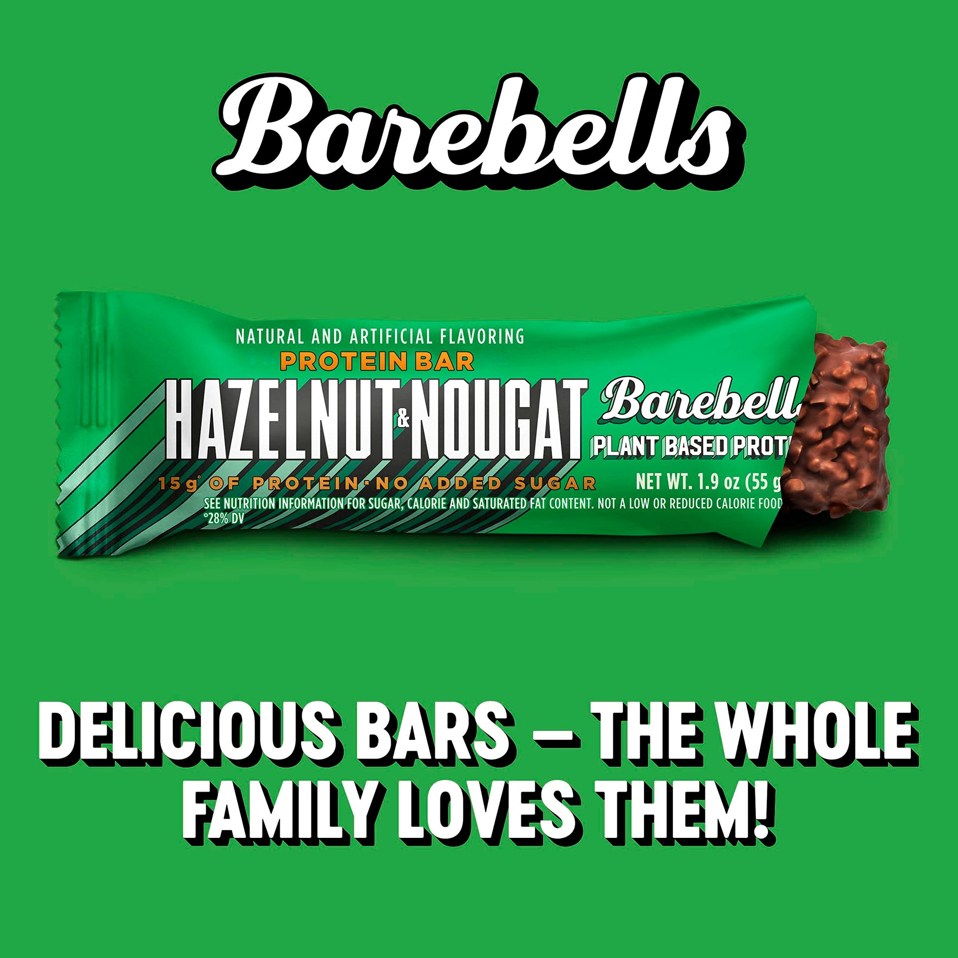 Barebells Vegan Protein Bars Hazelnut & Nougat - 12 Count, 1.9oz Bars - Features Plant BAREBELLS