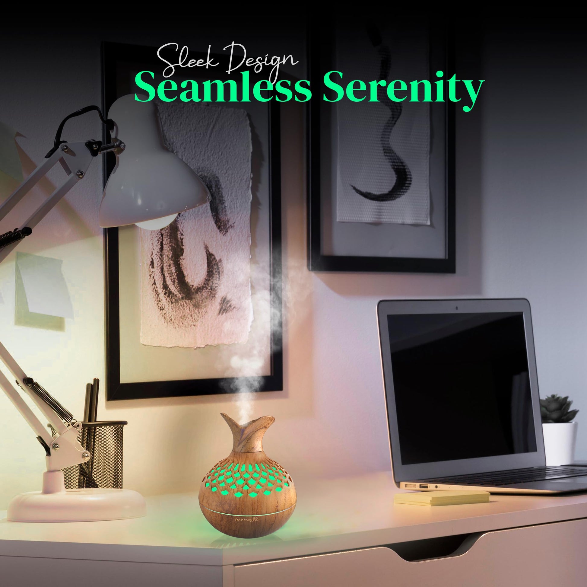 Aroma Diffuser for Essential Oils, Ultrasonic Aromatherapy Flower Oil Diffuser, Modern Cool Mist Renewgoo