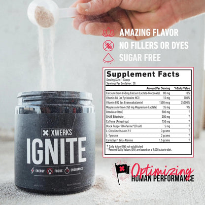 Xwerks Ignite Blue Razz Pre Workout Powder - Best Natural Keto Pre-Workout for Women Xwerks